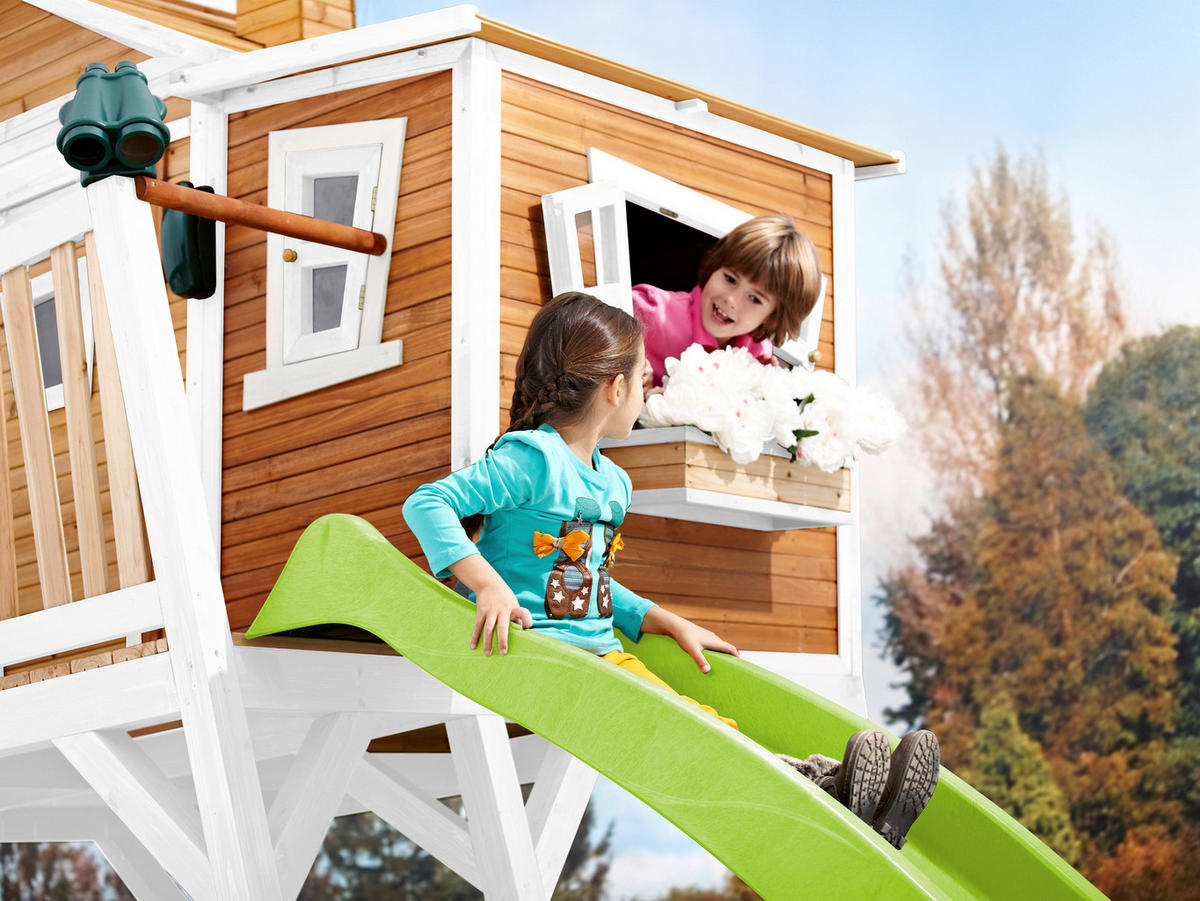 AXI Spielhaus Max braun B/H/L: ca. 432x288x193 cm Max - braun/weiß (193,00/432,00/288,00cm) - AXI