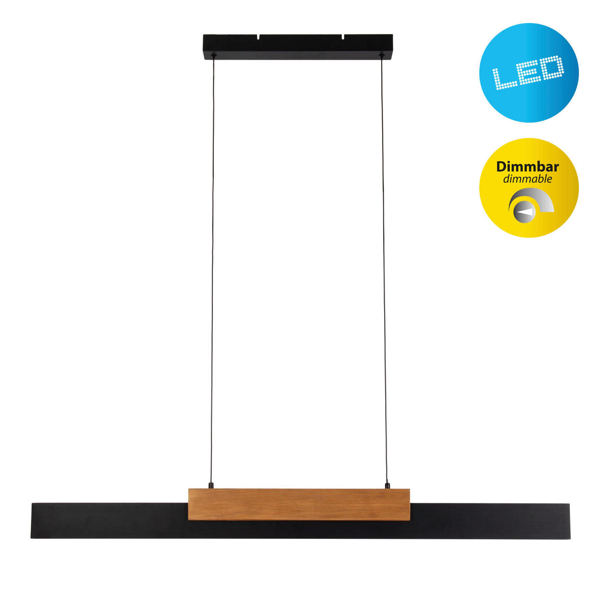 Näve Leuchten LED-Pendelleuchte braun Holz Metall B/H/T: ca. 120,5x150x6 cm WIEBKE - braun (120,50/150,00/6,00cm) - Näve Leuchten
