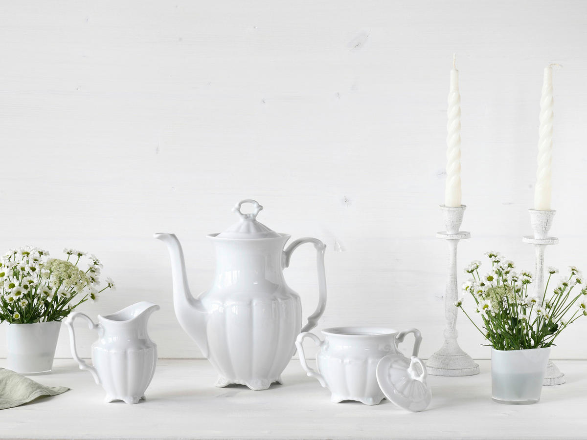 CreaTable Kaffee-Set Maria Theresia weiß Porzellan Maria Theresia - weiß - CreaTable