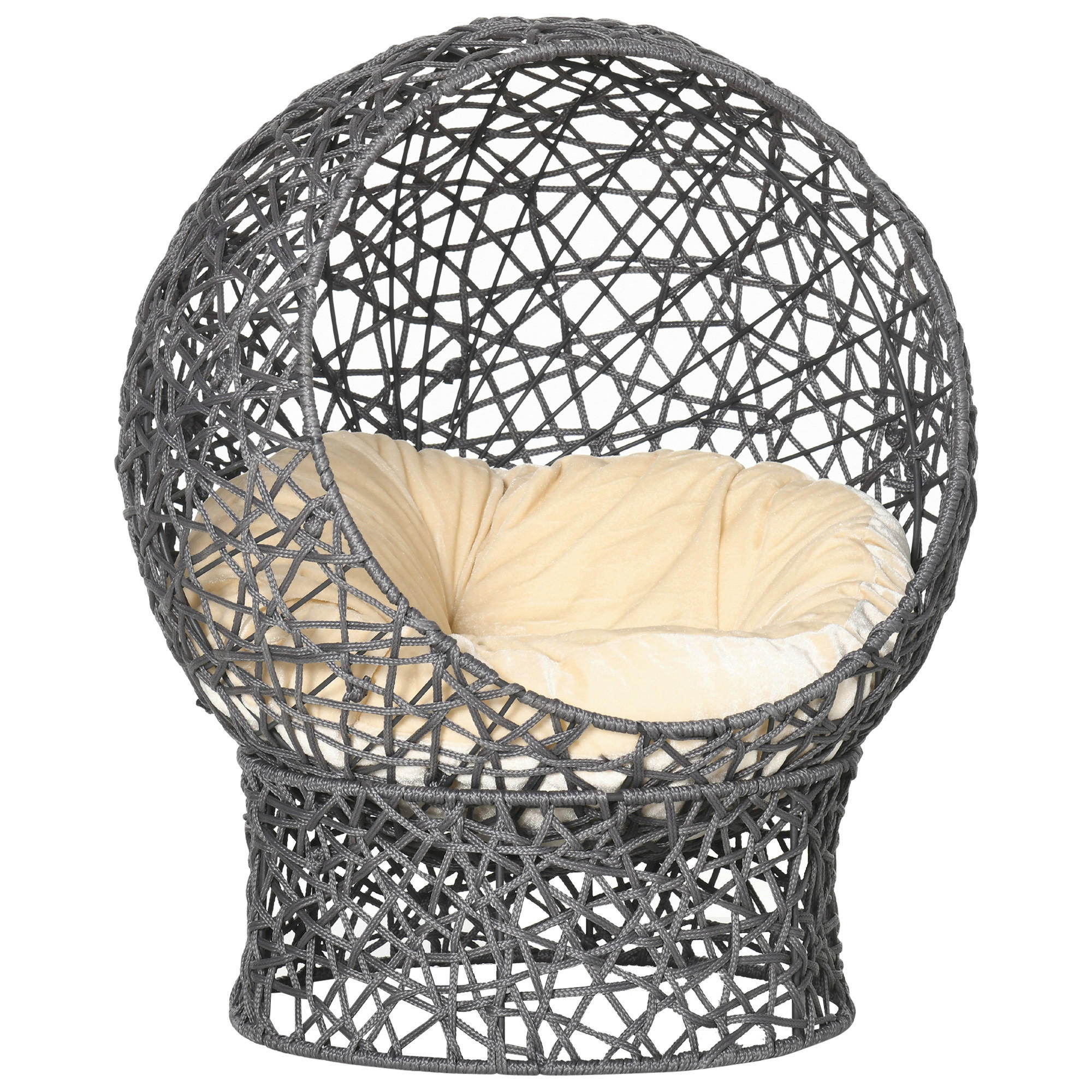 PawHut Katzenkorb cremeweiß Baumwolle B/H/L: ca. 50x60x50 cm Katzenkorb - cremeweiß/violett (50,00/50,00/60,00cm) - PawHut