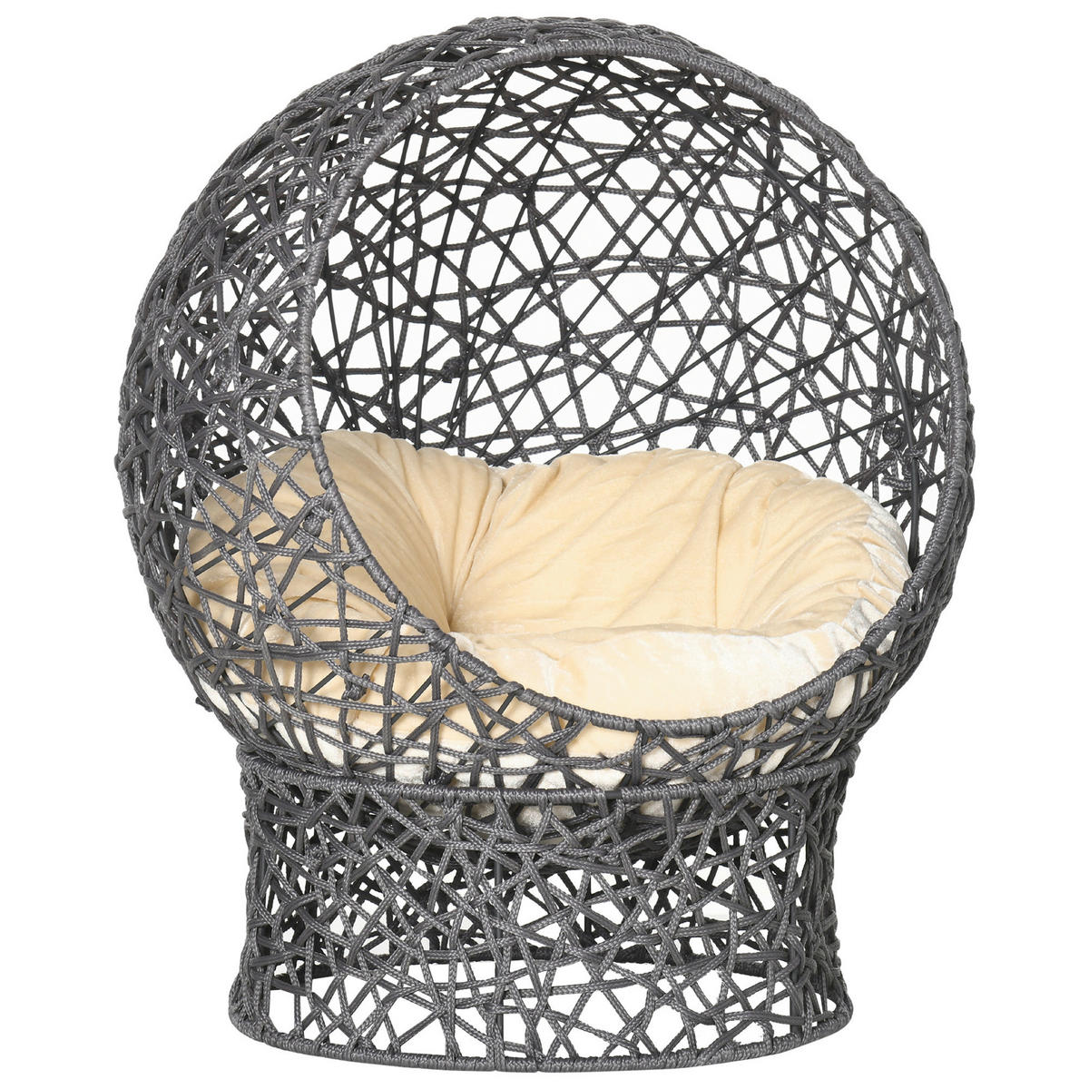 PawHut Katzenkorb cremeweiß Baumwolle B/H/L: ca. 50x60x50 cm Katzenkorb - cremeweiß/violett (50,00/50,00/60,00cm) - PawHut