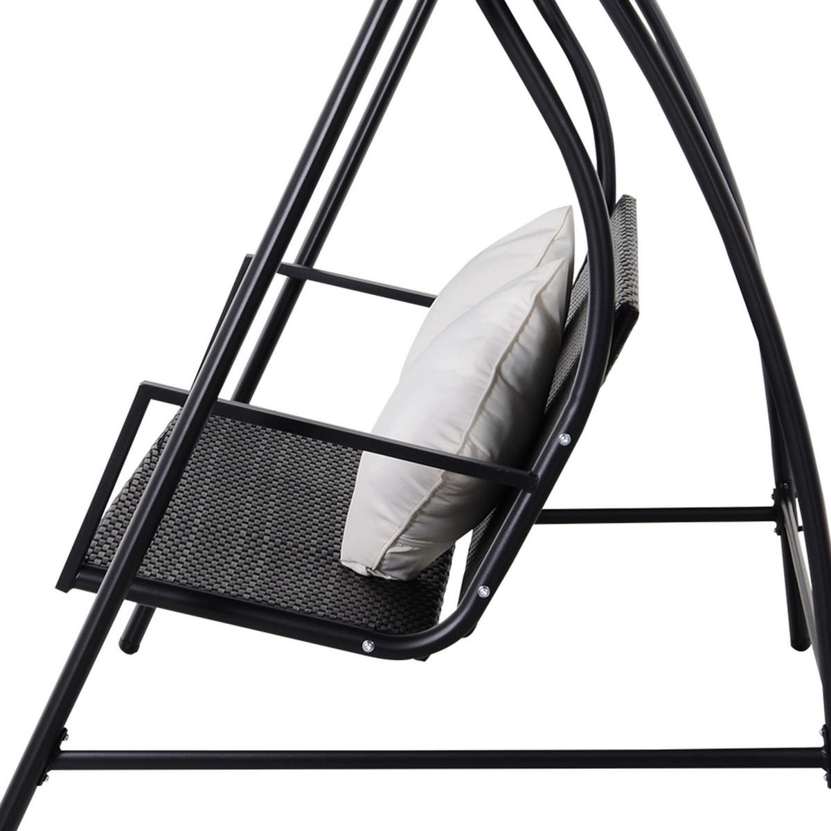 Outsunny Hollywoodschaukel schwarz Polyrattan B/H/L: ca. 124x179x198 cm Hollywoodschaukel_mit_Kissen - schwarz (198,00/124,00/179,00cm) - Outsunny