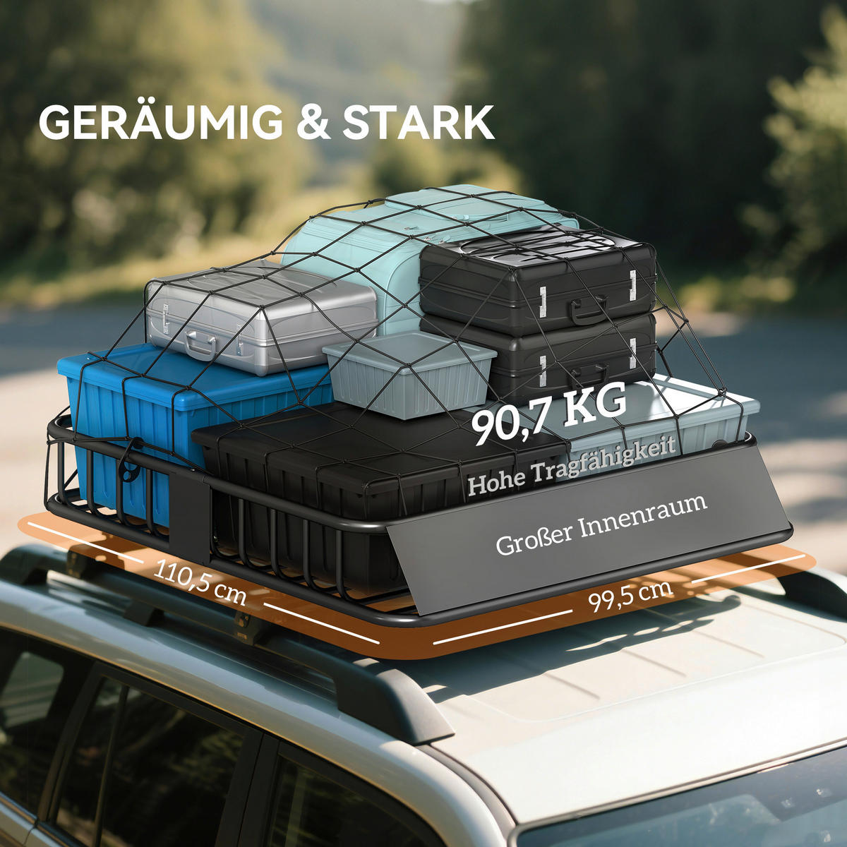 HOMCOM Dachträger Dachträger - schwarz (110,50/99,50/18,50cm) - HOMCOM