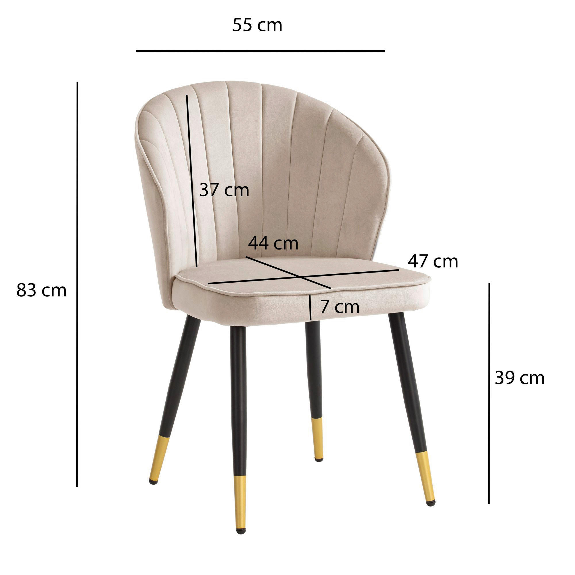 Stuhl 2er Set beige Polyester 2er Set - beige - Wohnling