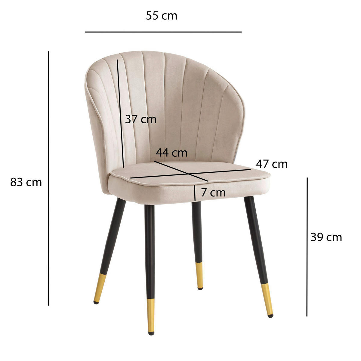 Stuhl 2er Set beige Polyester 2er Set - beige - Wohnling