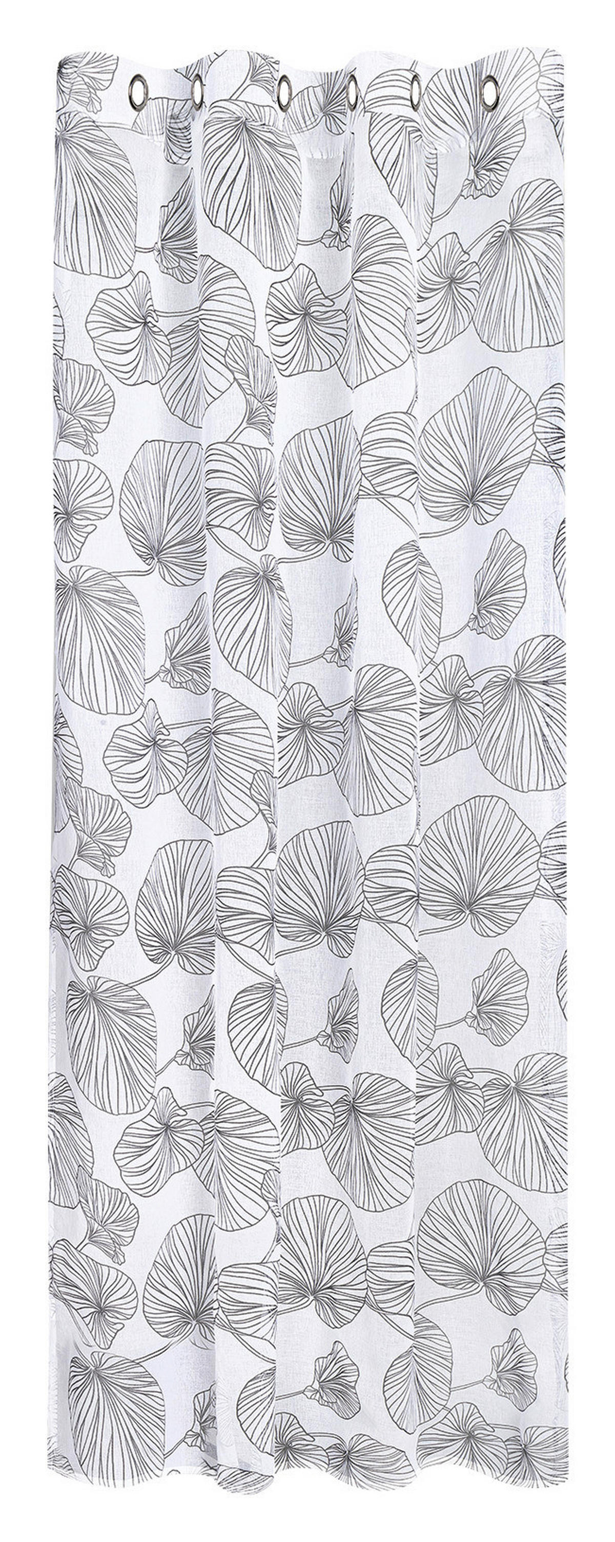 Ösenvorhang Blätter schwarz B/L: ca. 145x245 cm Blätter - weiß/schwarz (145,00/245,00cm) - Happy Home
