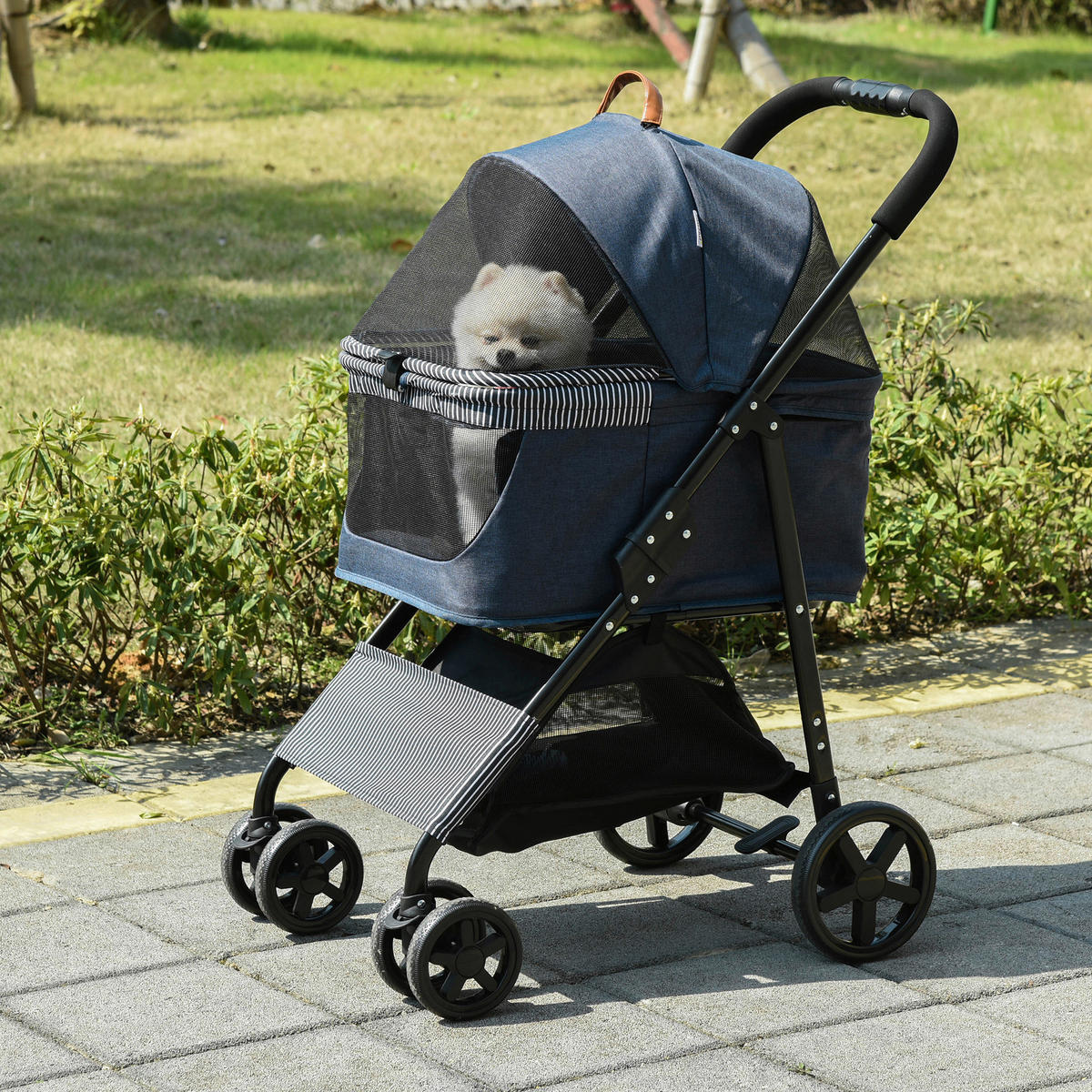 PawHut Hunde-Zubehör dunkelblau Edelstahl B/H/L: ca. 51x77,5x99,5 cm Hundewagen - dunkelblau (99,50/51,00/77,50cm) - PawHut