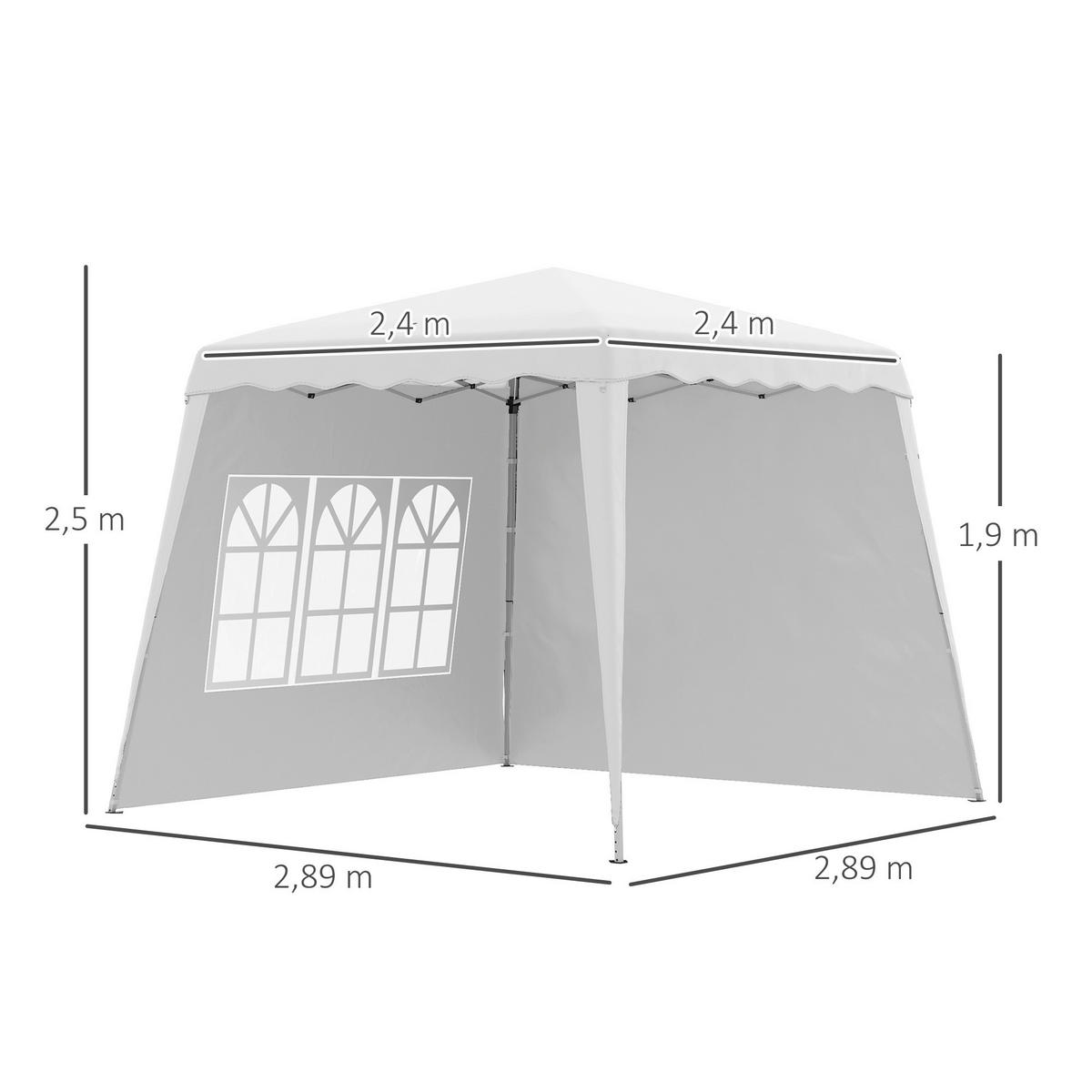 Outsunny Pavillon weiß Edelstahl B/H/L: ca. 240x240x250 cm Pavillon - weiß (250,00/240,00/240,00cm) - Outsunny