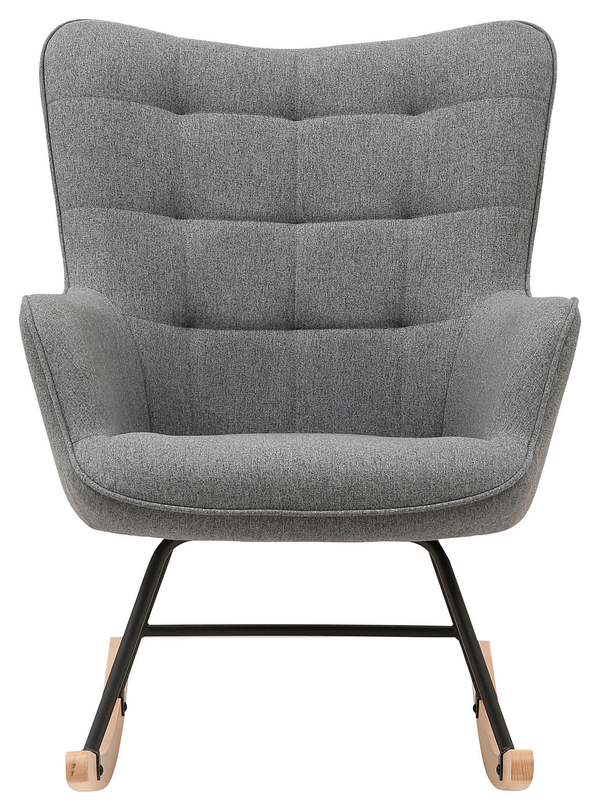 byLIVING Schaukelstuhl RICHIE grau schwarz natur Webstoff Metall Buche B/H/T: ca. 72x92x92 cm RICHIE - natur/schwarz (72,00/92,00/92,00cm) - byLIVING