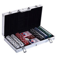 HOMCOM Pokerkoffer B/H/L: ca. 20,5x6,5x38 cm Pokerkoffer_mit_300_Chips - silber (38,00/20,50/6,50cm) - HOMCOM