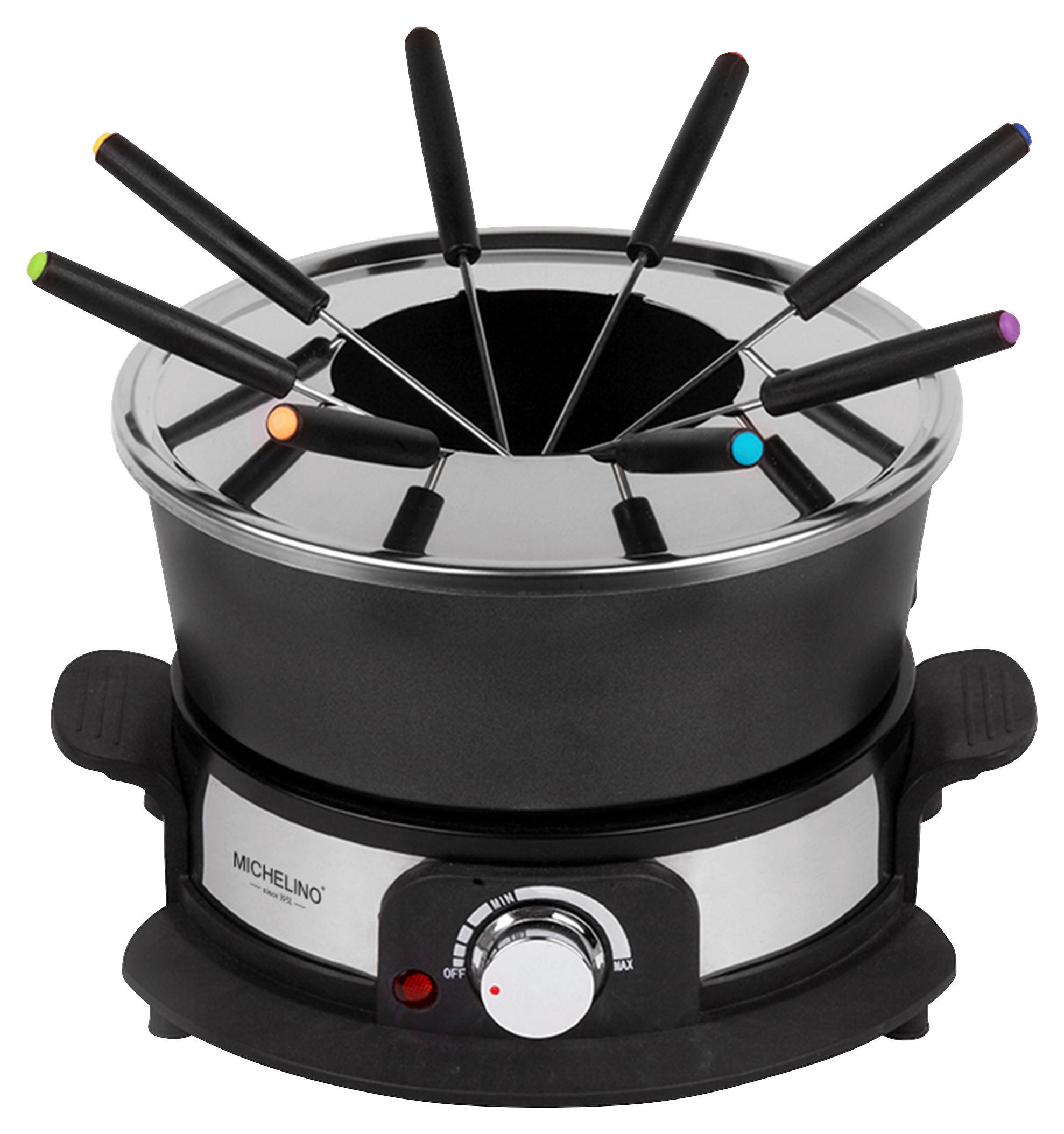 MICHELINO Fondue Set 74385 schwarz Kunststoff Edelstahl H/D: ca. 26x35 cm Fondue 74385 - schwarz (35,00/26,00cm) - MICHELINO