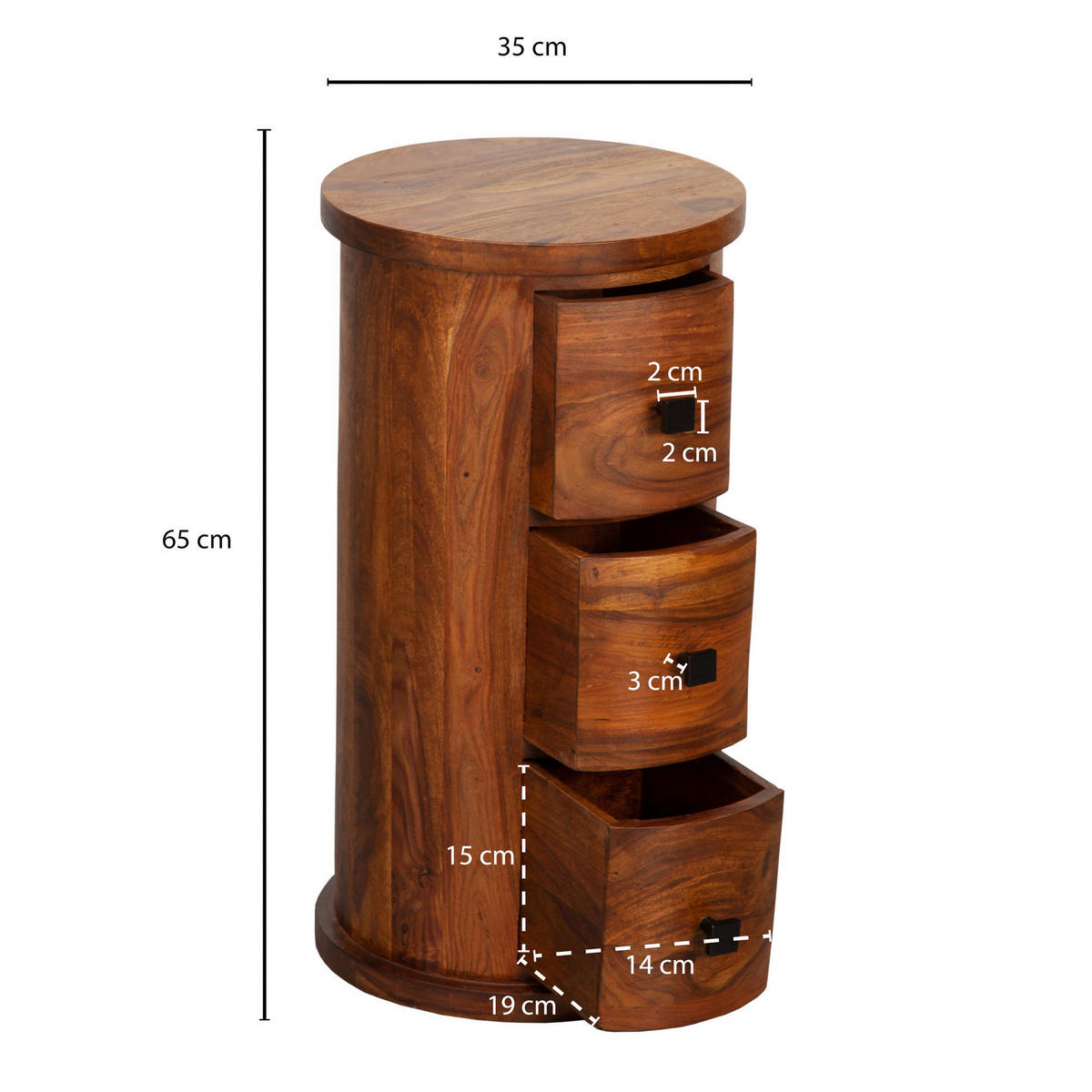 Sideboard natur schwarz lackiert B/H/T: ca. 35x65x35 cm Sideboard - natur/schwarz (35,00/65,00/35,00cm) - Wohnling