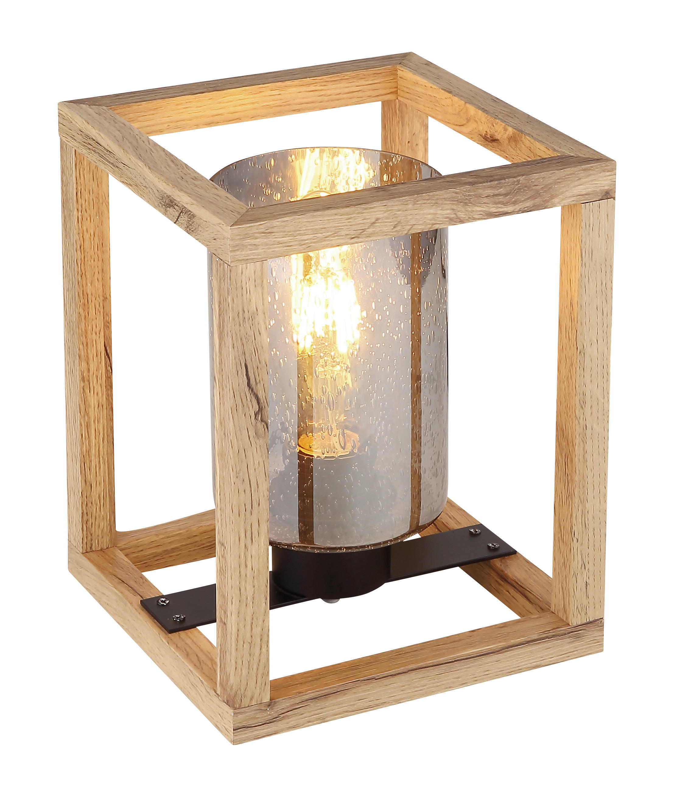 Thumbnail - GLOBO Tischleuchte dunkelbraun schwarz Rauch Metall Glas B/H/L: ca. 17x22x17 cm E27 1 Brennstellen