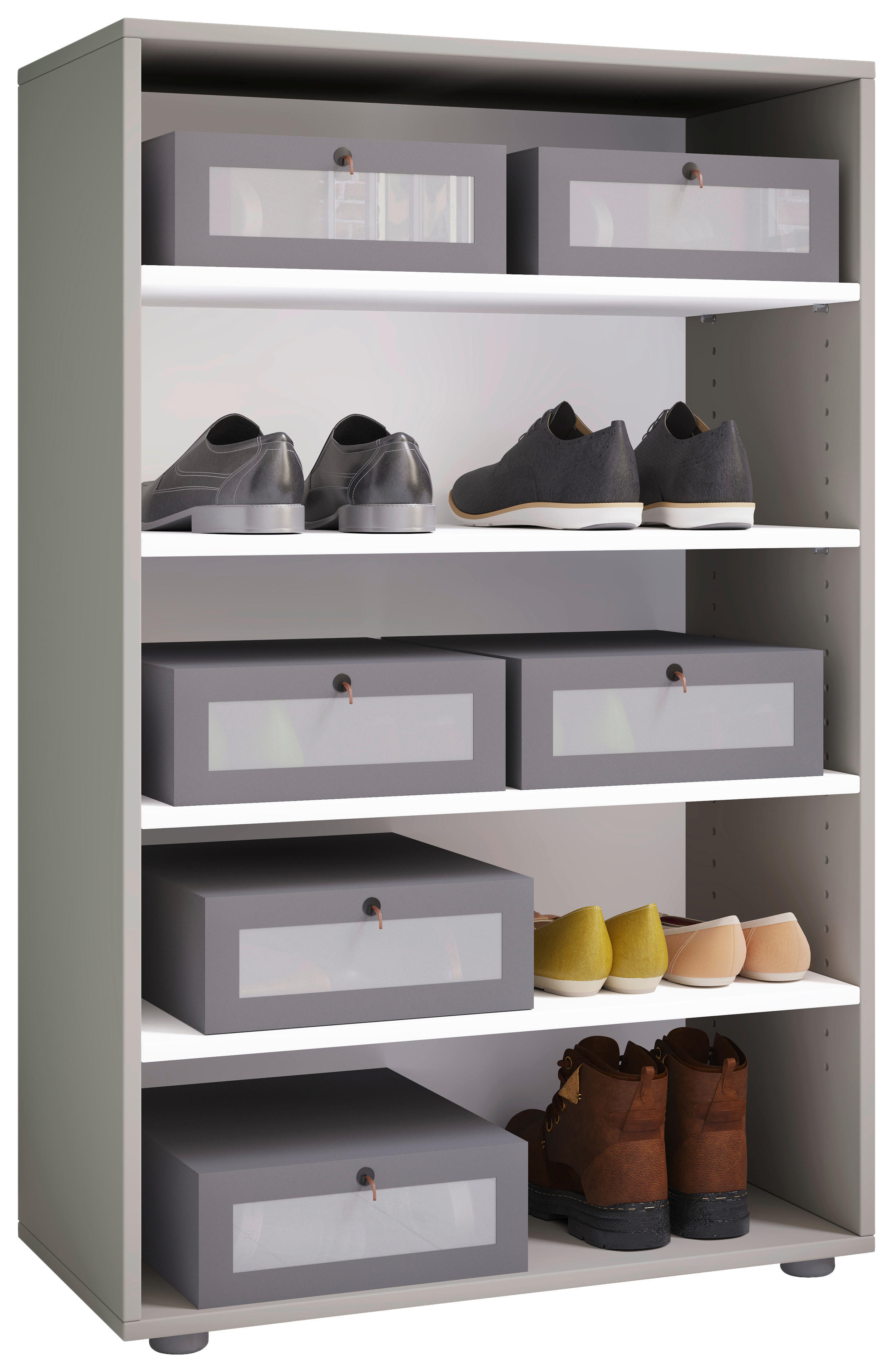 Schuhregal Lona grau weiß B/H/T: ca. 70x110x37 cm Lona - weiß/grau (70,00/110,00/37,00cm) - VCM Möbel