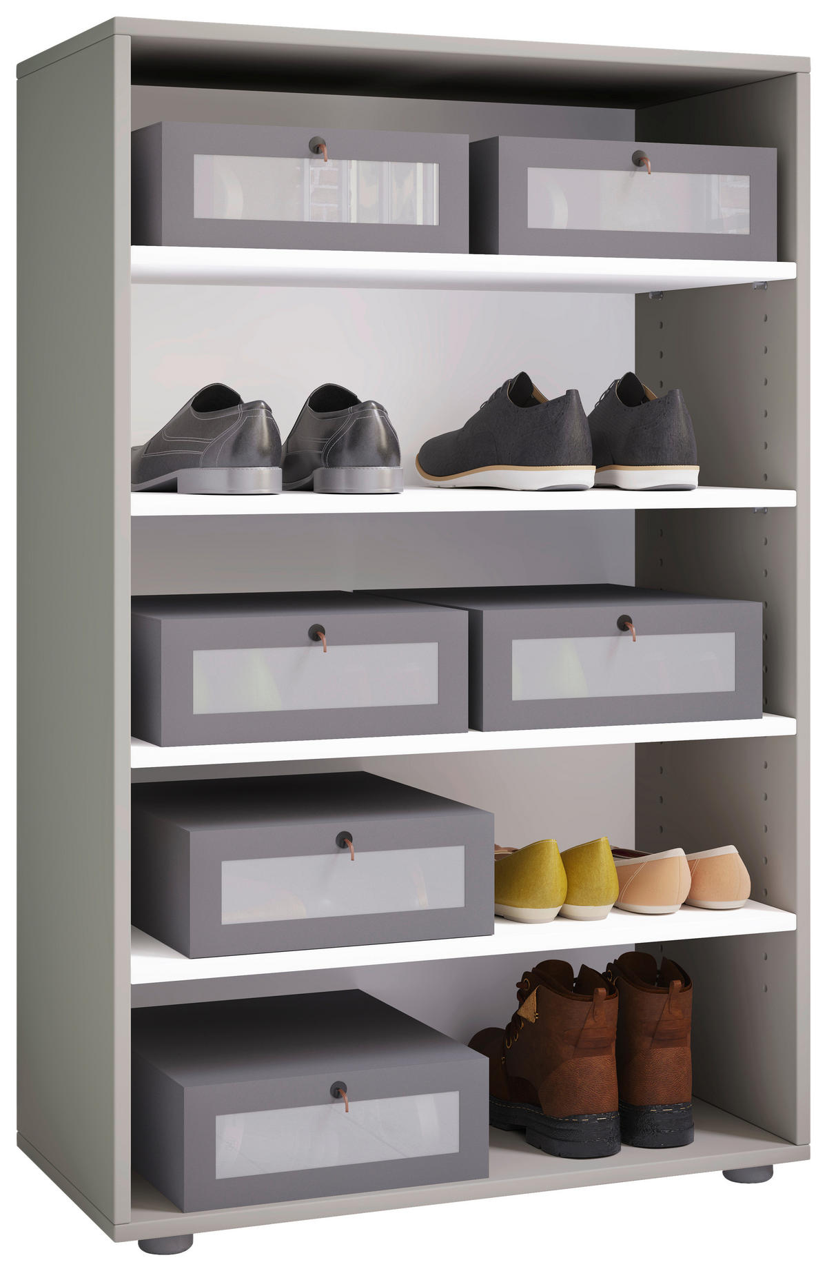 Schuhregal Lona grau weiß B/H/T: ca. 70x110x37 cm Lona - weiß/grau (70,00/110,00/37,00cm) - VCM Möbel