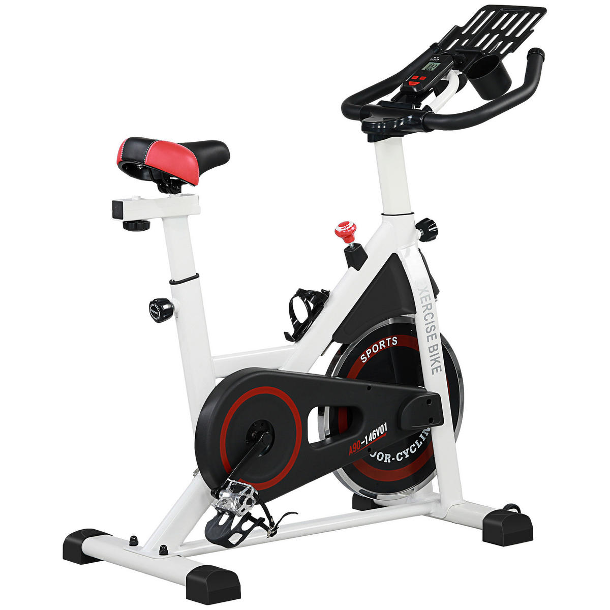 HOMCOM Ergometer schwarz Stahl B/H/L: ca. 53x114x103 cm Ergometer - weiß/schwarz (103,00/53,00/114,00cm) - HOMCOM