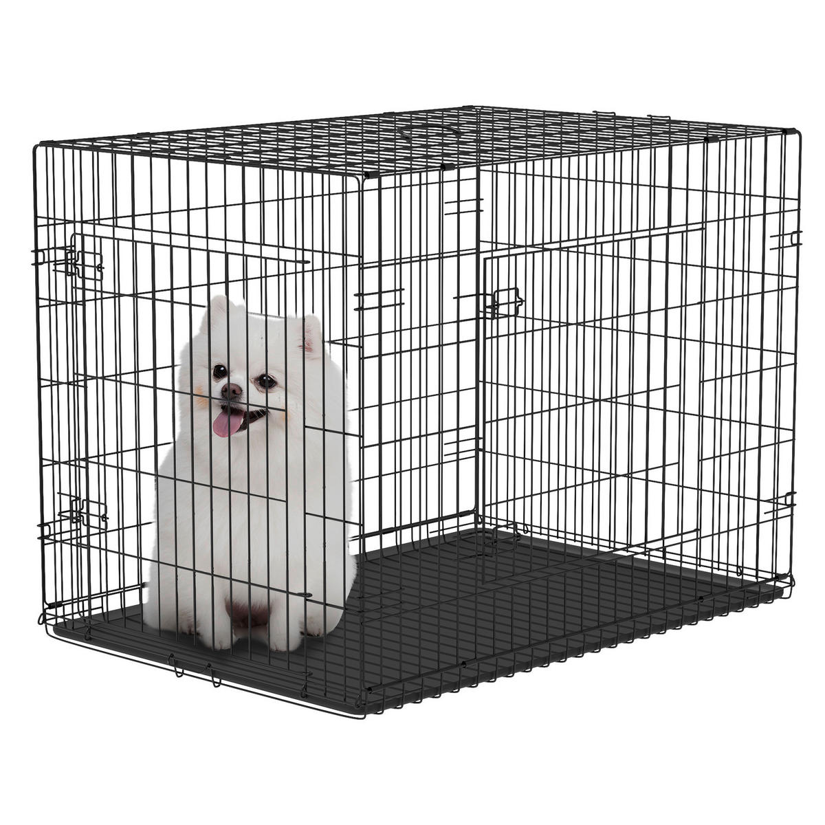 PawHut Transportkäfig schwarz Eisen B/H/L: ca. 53x57x76 cm Transportkäfig für Kleintiere - schwarz (76,00/53,00/57,00cm) - PawHut