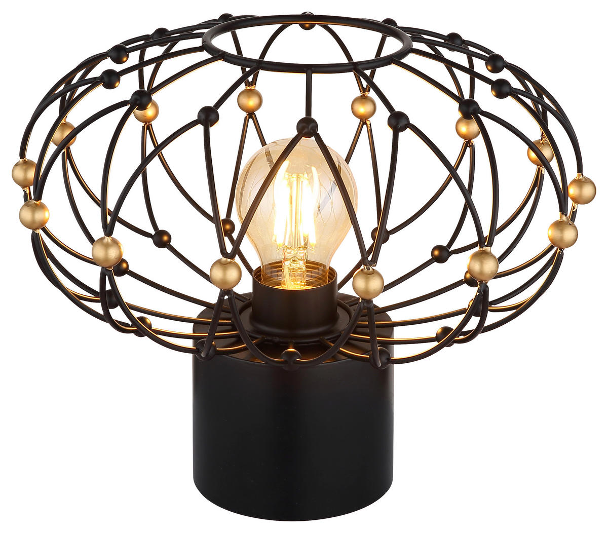 GLOBO Tischleuchte mattschwarz Metall H/D: ca. 25x28 cm E27 1 Brennstellen GREYS - mattschwarz (28,00/25,00cm) - GLOBO