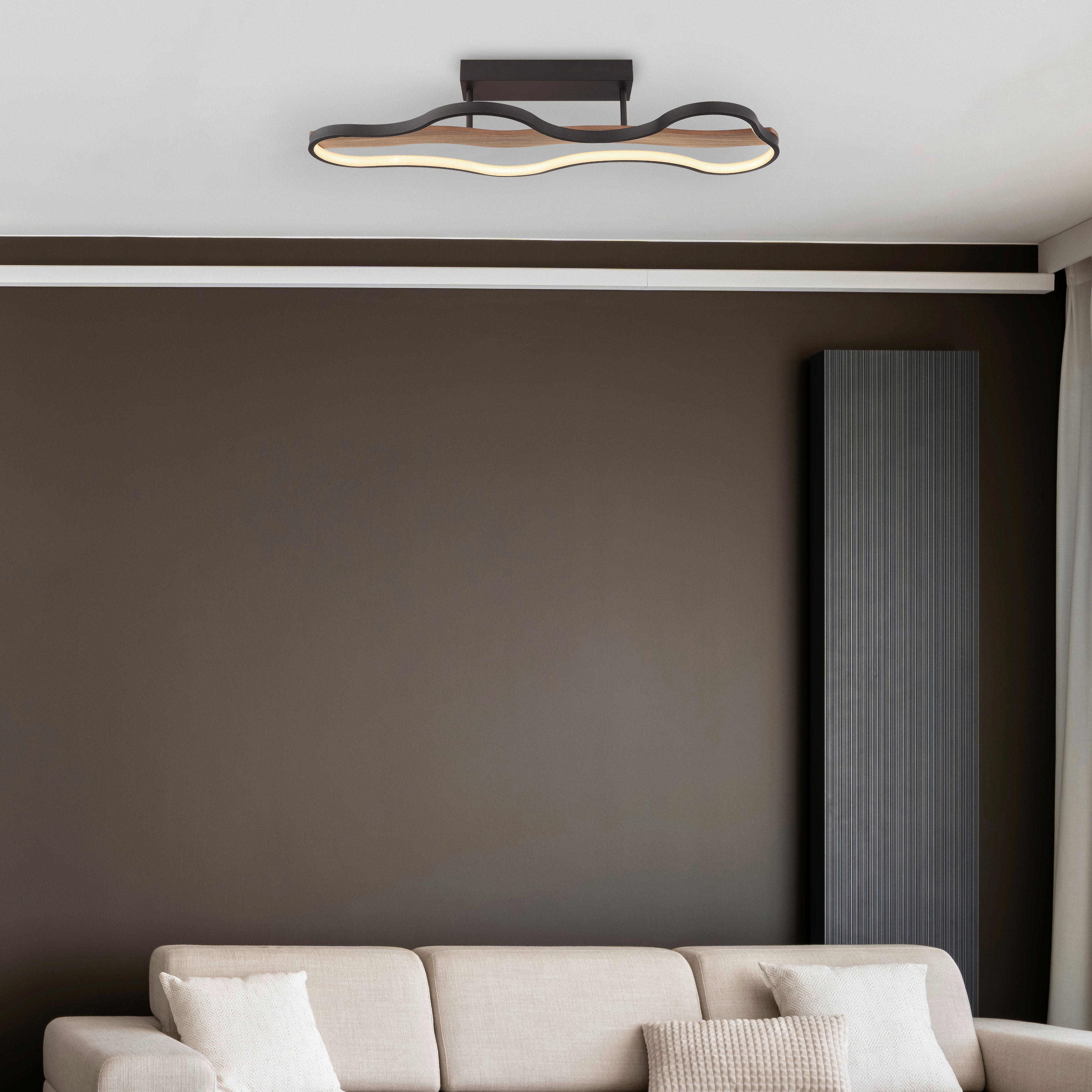 GLOBO LED-Deckenleuchte schwarz dunkelbraun Aluminium Metall Holz B/H/T: ca. 29x15x80,6 cm BEZZY - dunkelbraun/schwarz (29,00/15,00/80,60cm) - GLOBO
