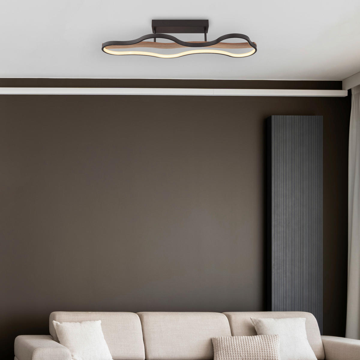 GLOBO LED-Deckenleuchte schwarz dunkelbraun Aluminium Metall Holz B/H/T: ca. 29x15x80,6 cm BEZZY - dunkelbraun/schwarz (29,00/15,00/80,60cm) - GLOBO