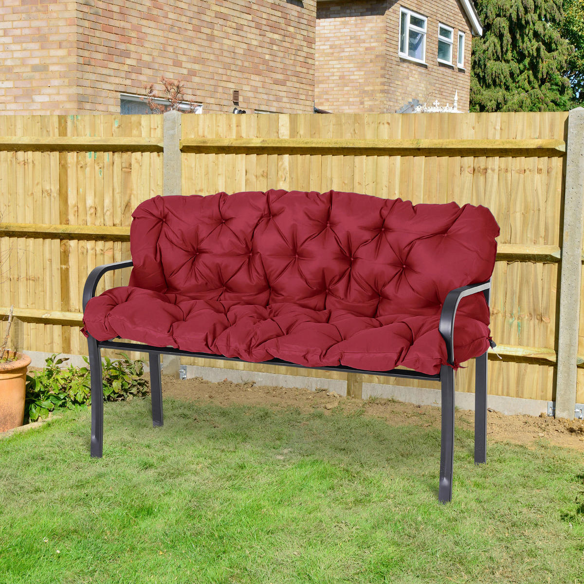 Outsunny Bankauflage rot Polyester B/H/L: ca. 150x8x98 cm Bankauflage - rot (98,00/150,00/8,00cm) - Outsunny