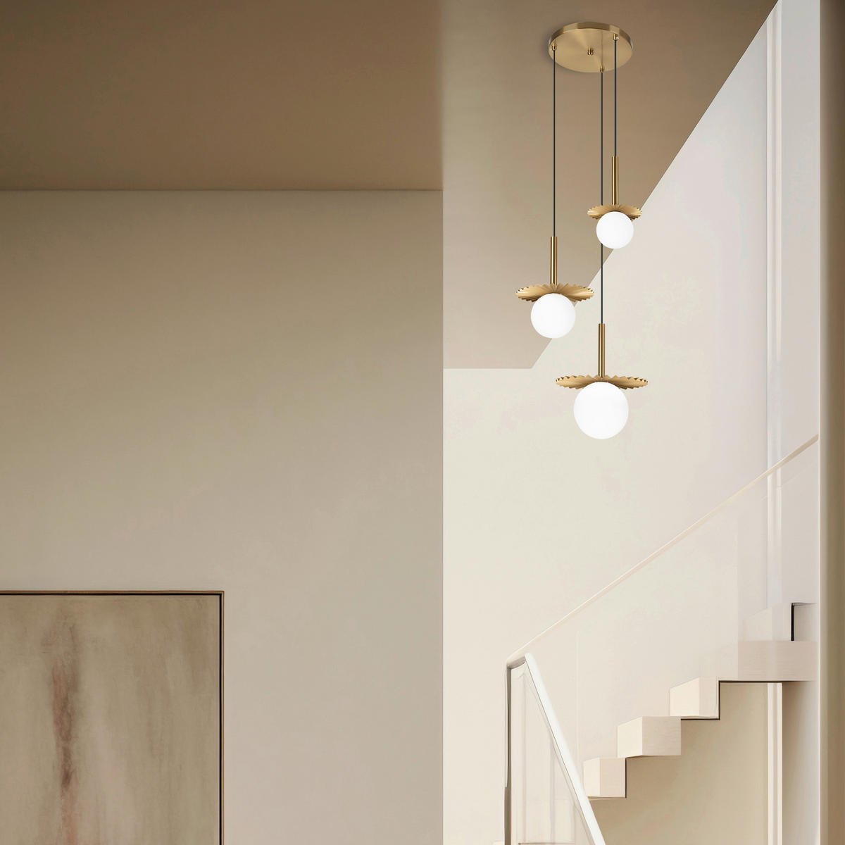 Lamkur Hängeleuchte Kupfer Stahl Glas B/H/L: ca. 120x45x45 cm G9 3 Brennstellen Chita - Kupfer (45,00/120,00/45,00cm) - Lamkur