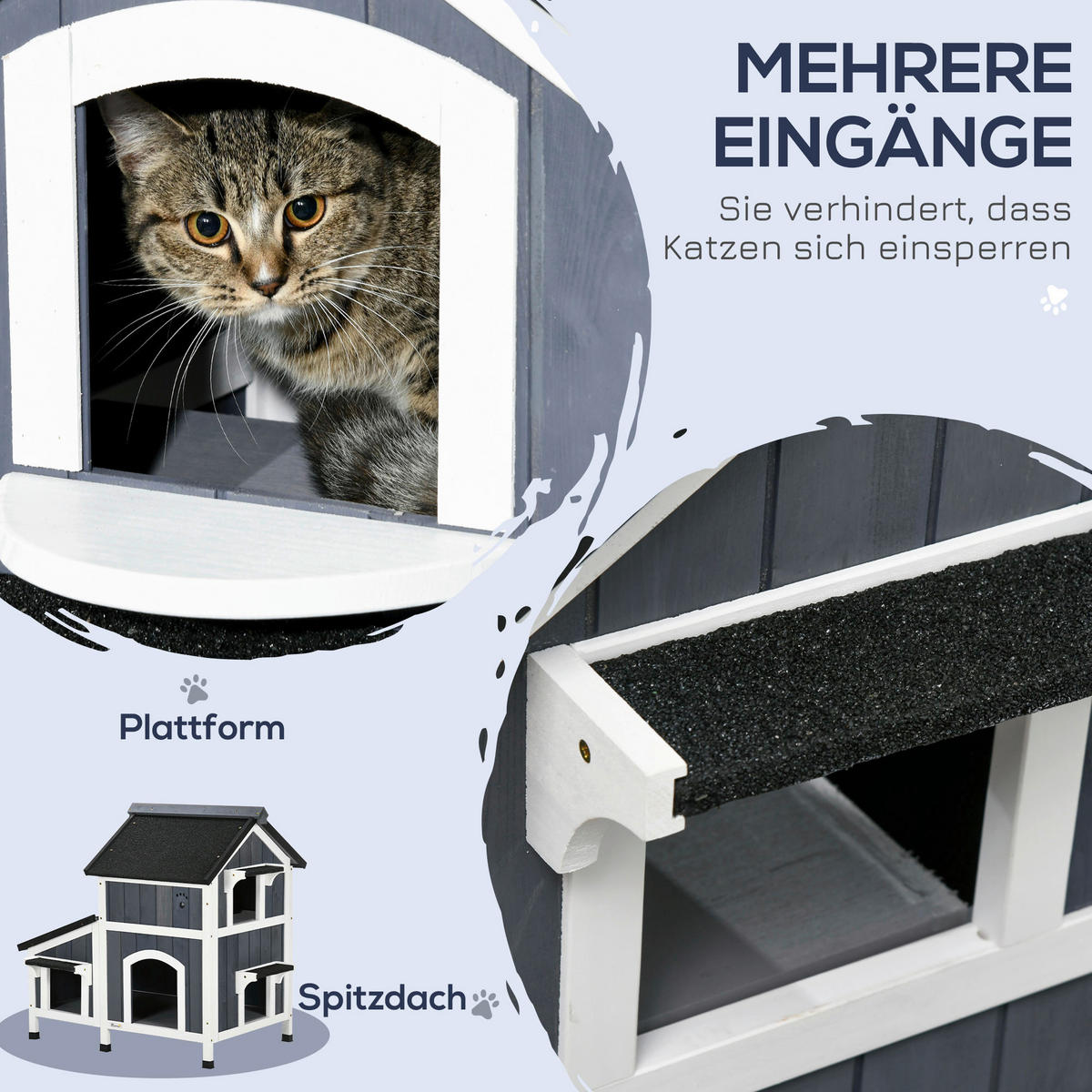 PawHut Katzen-Zubehör grau Edelstahl B/H/L: ca. 65x96x85,5 cm Katzenhaus - grau (85,50/65,00/96,00cm) - PawHut