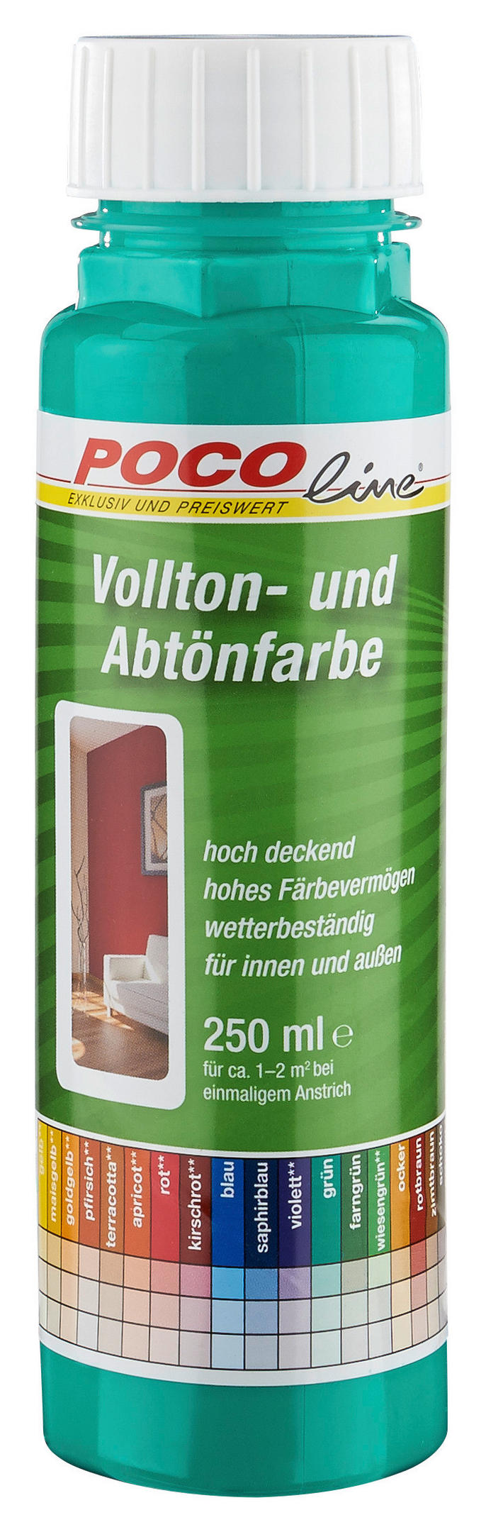 POCOline Vollton- und Abtönfarbe grün ca. 0,25 l Voll+Abtönfarbe 250ml grün - grün (250ml) - POCOline