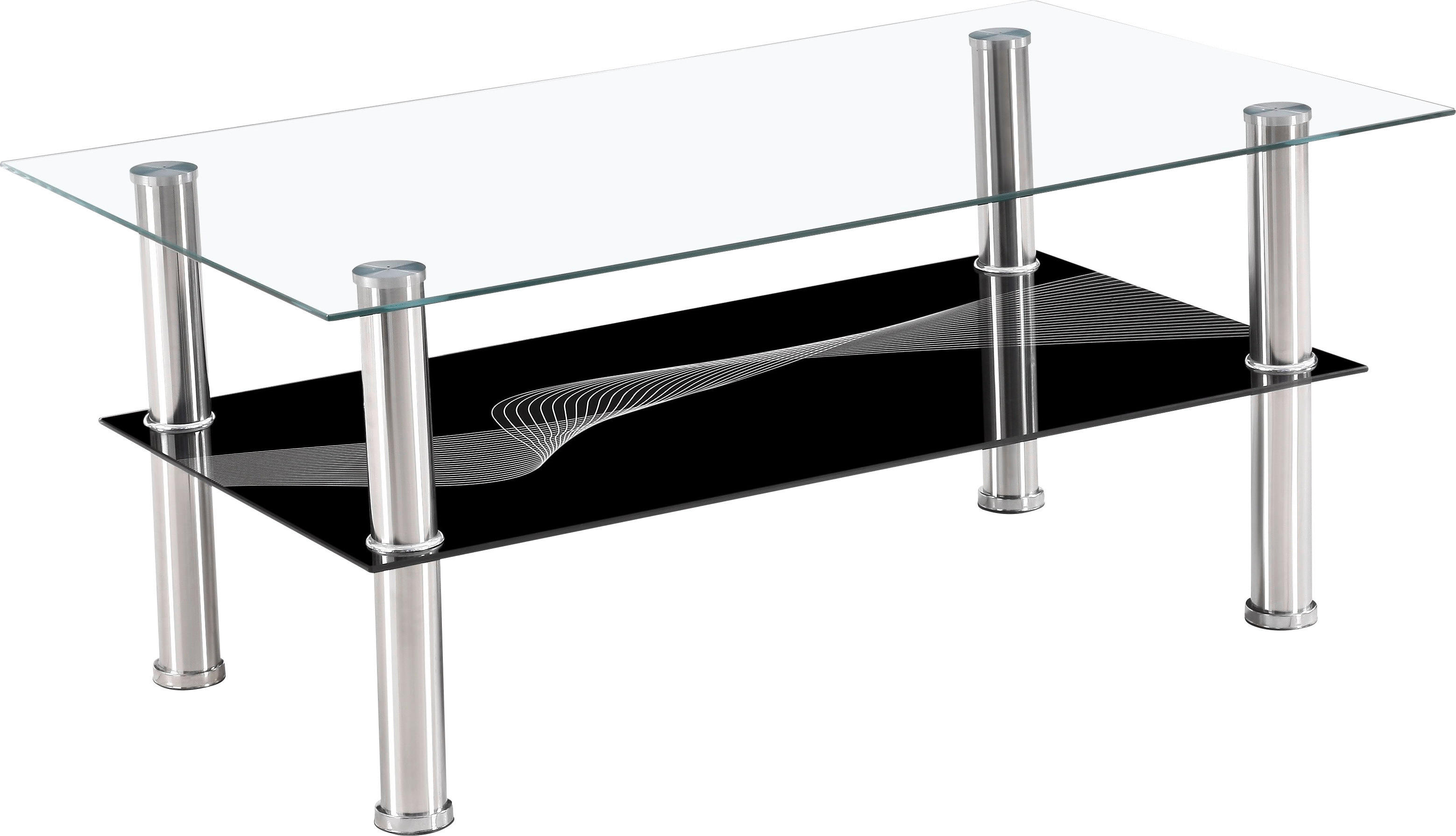 Glascouchtisch Denver glasklar schwarz lackiert B/H/T: ca. 100x43x60 cm Denver - schwarz/Chrom (100,00/43,00/60,00cm)