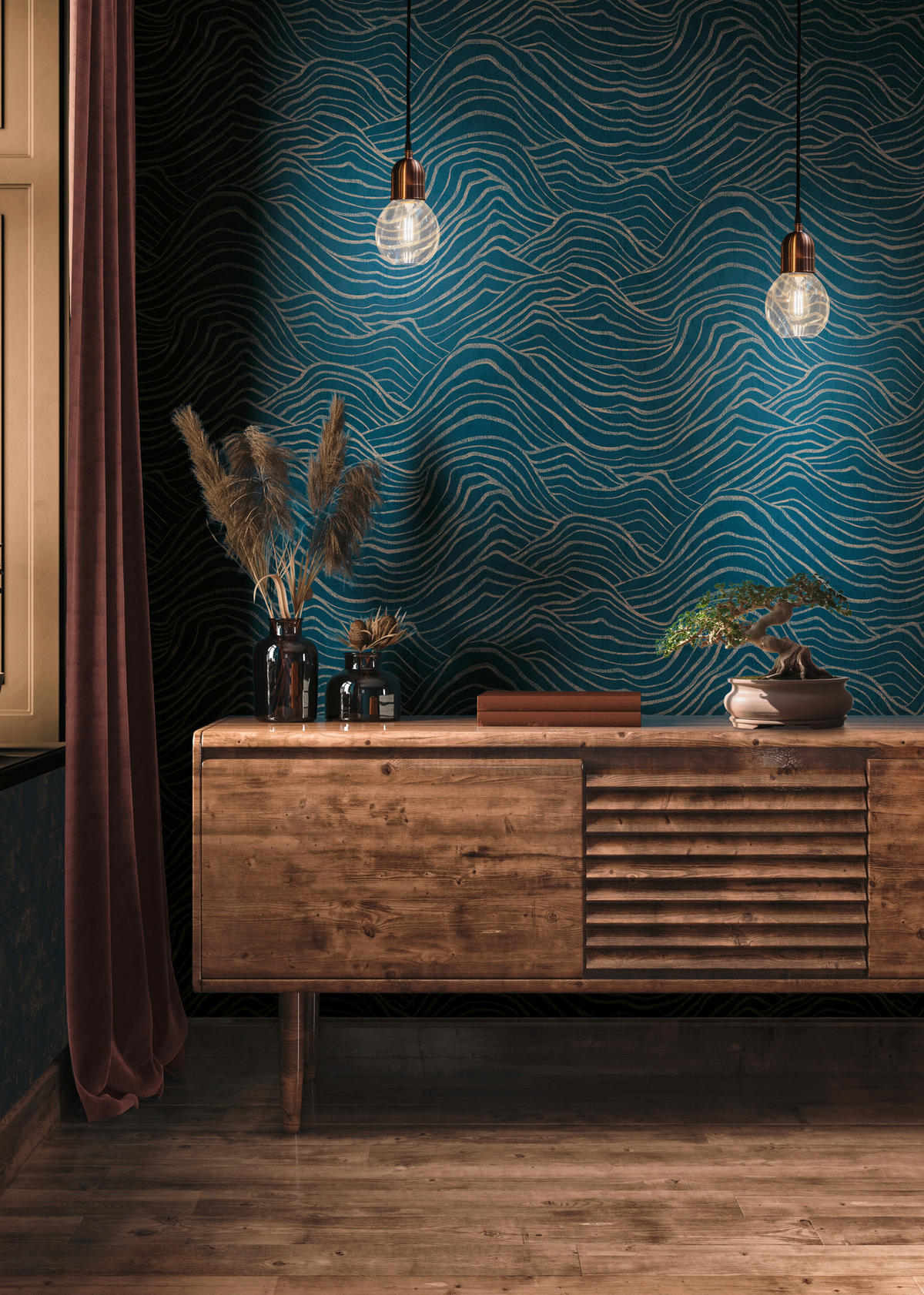 A.S.Creation Vliestapete dunkelblau gold B/H/D: ca. 53x1005x8,4 cm Vliestapete - gold/dunkelblau (8,40/1005,00cm) - A.S.Creation