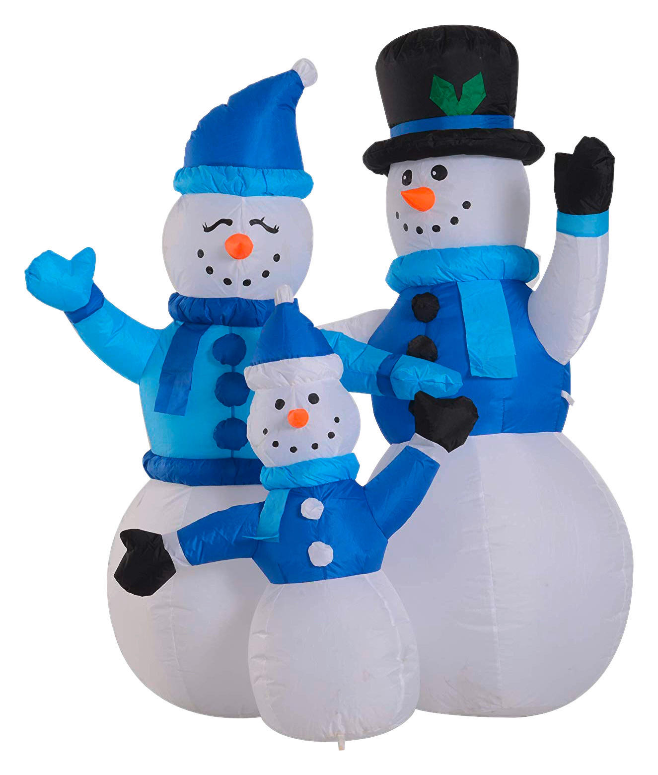 HOMCOM Schneemannfamilie LED-Schneemannfamilie_aufblasbar - blau/weiß (100,00/55,00/120,00cm) - HOMCOM