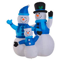 HOMCOM Schneemannfamilie LED-Schneemannfamilie_aufblasbar - blau/weiß (100,00/55,00/120,00cm) - HOMCOM