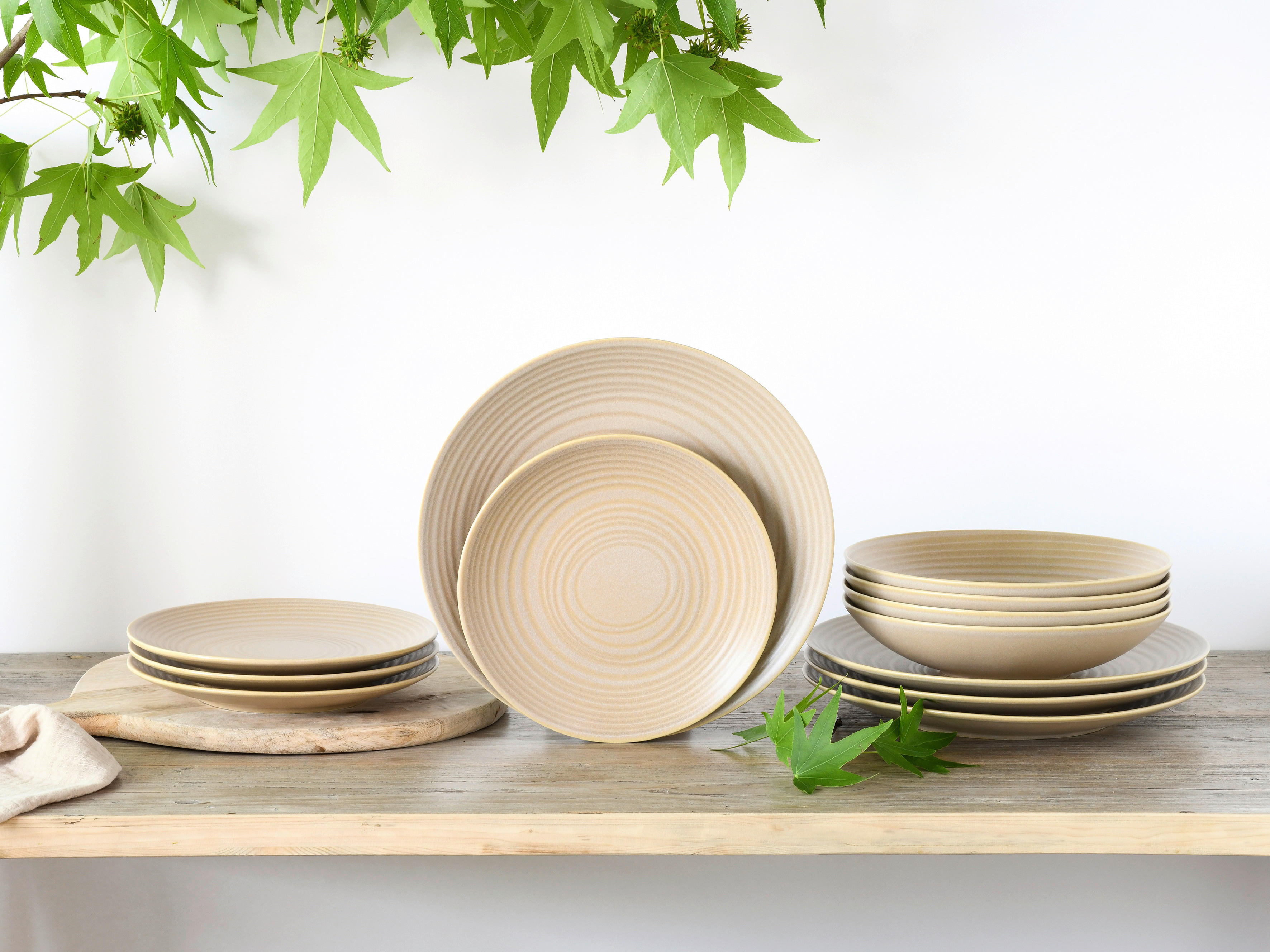 CreaTable Tafelservice Lava Stone Sand sandbeige Steinzeug Lava Stone Sand - sandbeige - CreaTable