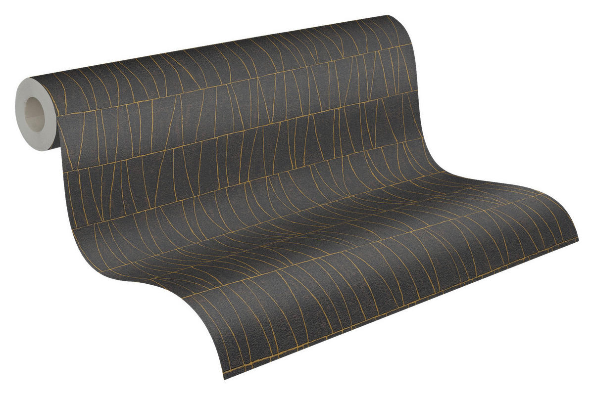 A.S.Creation Vliestapete gold schwarz anthrazit B/H/D: ca. 53x1005x8,4 cm Vliestapete - gold/schwarz (8,40/1005,00cm) - A.S.Creation