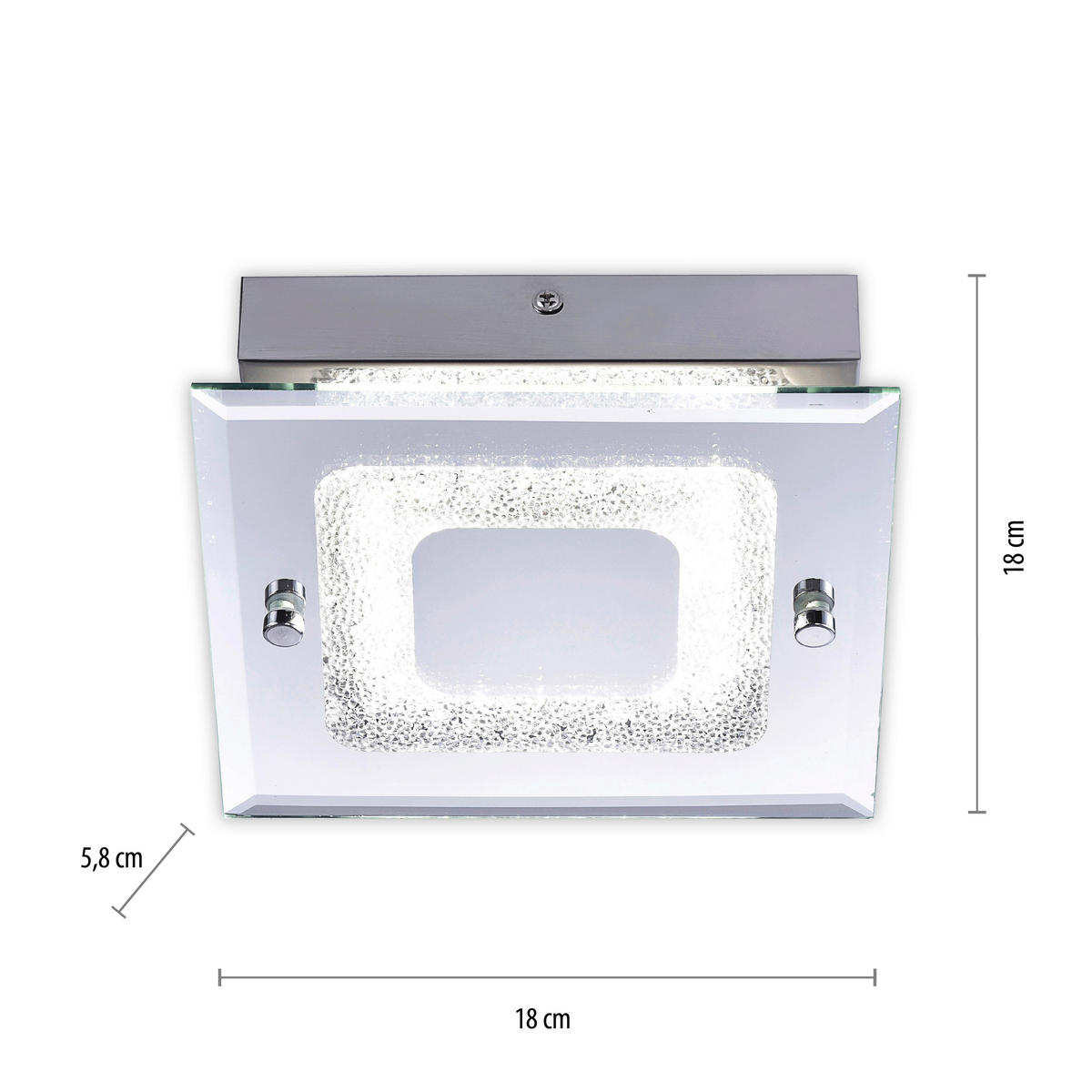 Just Light LED-Deckenleuchte LISA 11570-17 Chrom klar Metall Glas B/H/T: ca. 18x5,8x18 cm 1 Brennstellen LISA - klar/Chrom (18,00/5,80/18,00cm) - Just Light