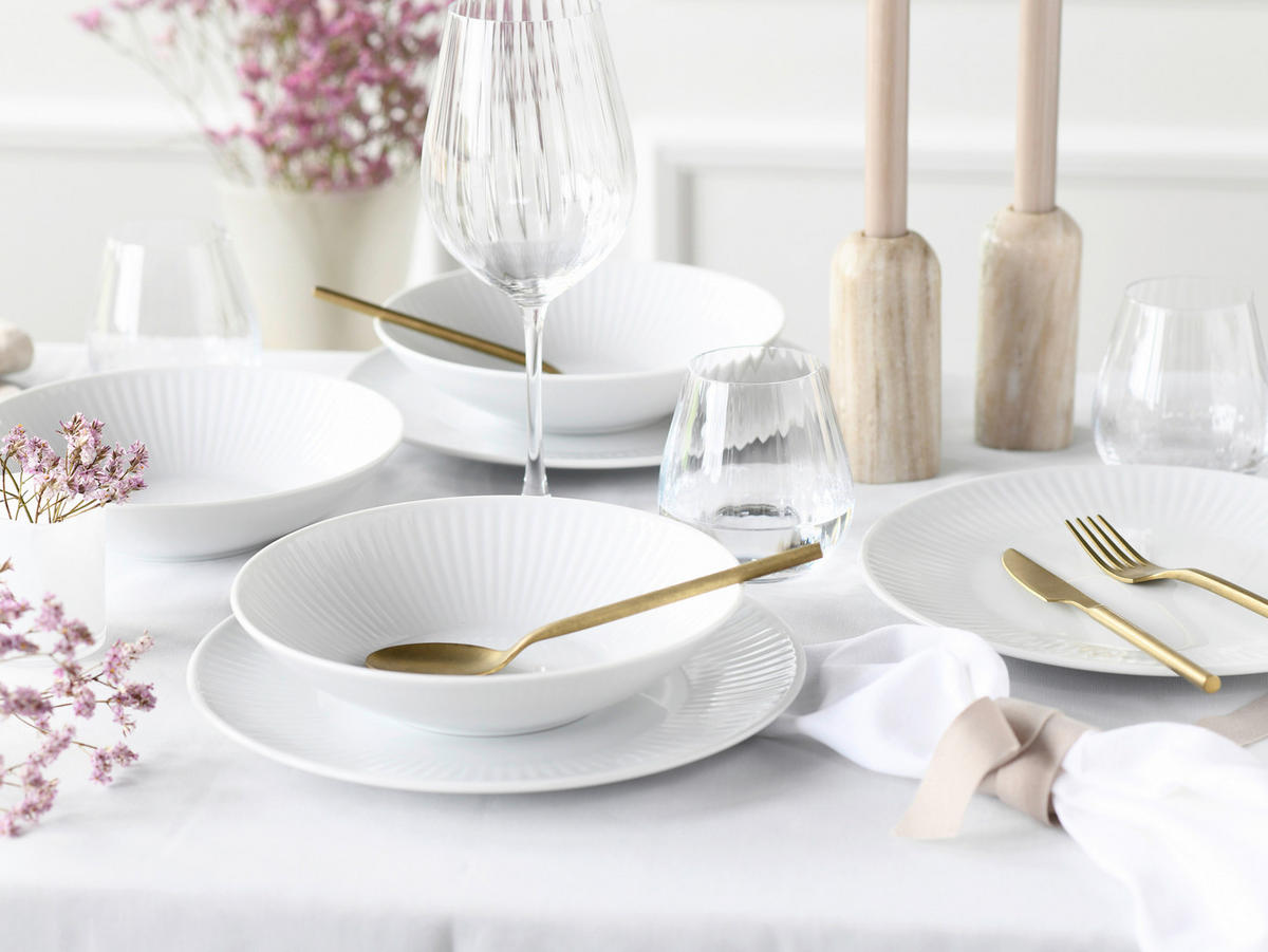 CreaTable Tafelservice Valencia weiß Porzellan 12 tlg. Valencia - weiß - CreaTable
