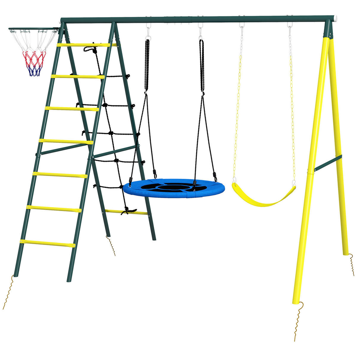 Outsunny Kinderschaukel gelb B/H/L: ca. 180x202x267 cm Kinderschaukel - gelb/grün (267,00/180,00/202,00cm) - Outsunny