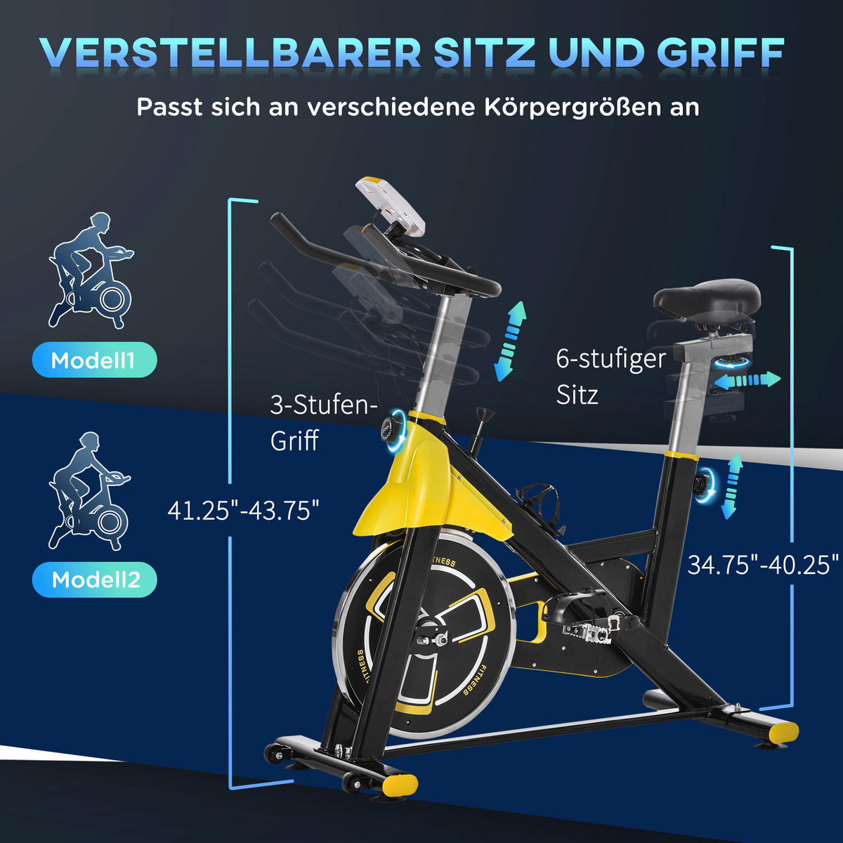 HOMCOM Fahrradtrainer schwarz Kunststoff B/H/L: ca. 50x113x100 cm Fahrradtrainer - gelb/schwarz (100,00/50,00/113,00cm) - HOMCOM