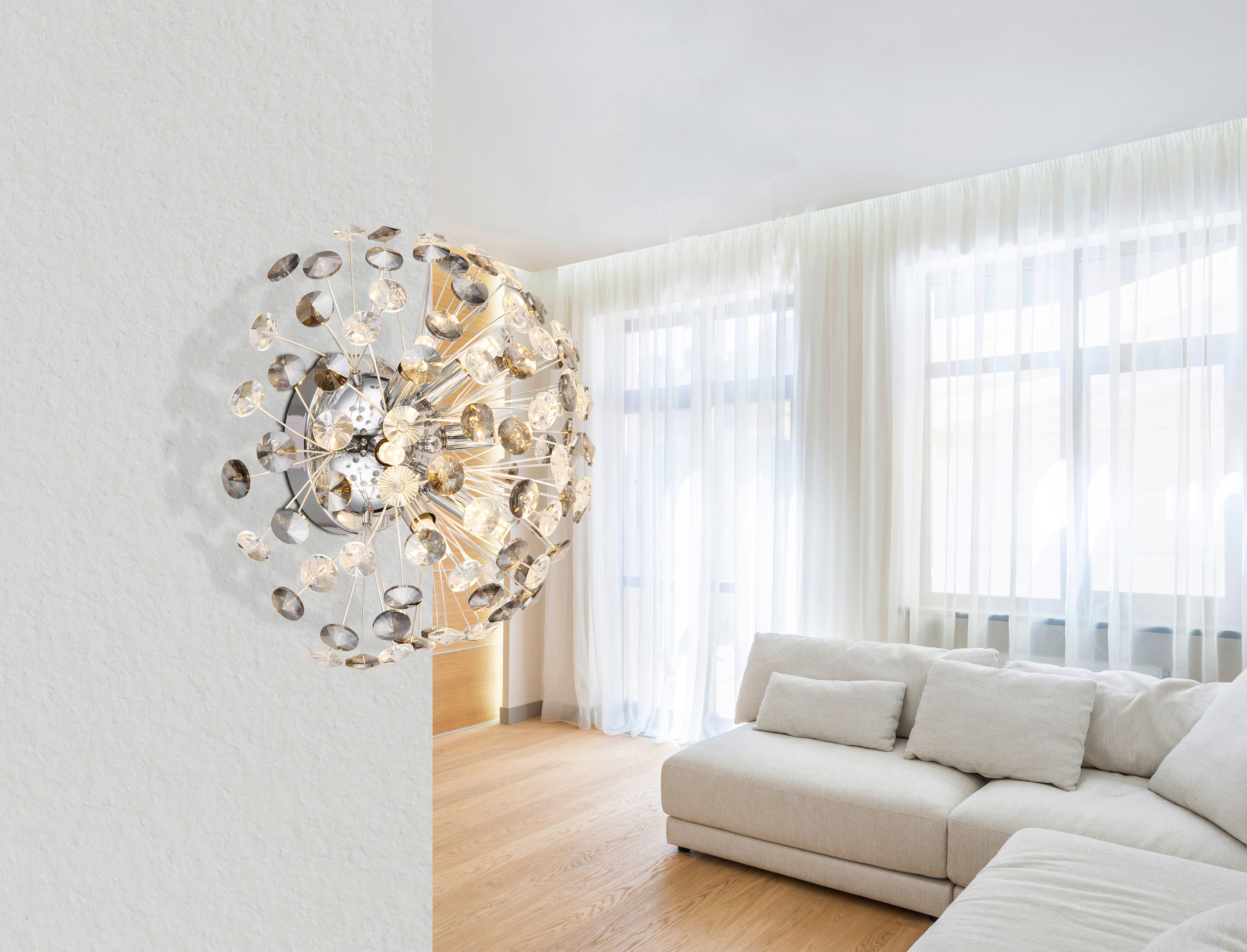 GLOBO LED-Wandleuchte Rauch Chrom Metall D: ca. 40 cm G9 6 Brennstellen KATRINA - Chrom/Rauch (40,00cm) - GLOBO