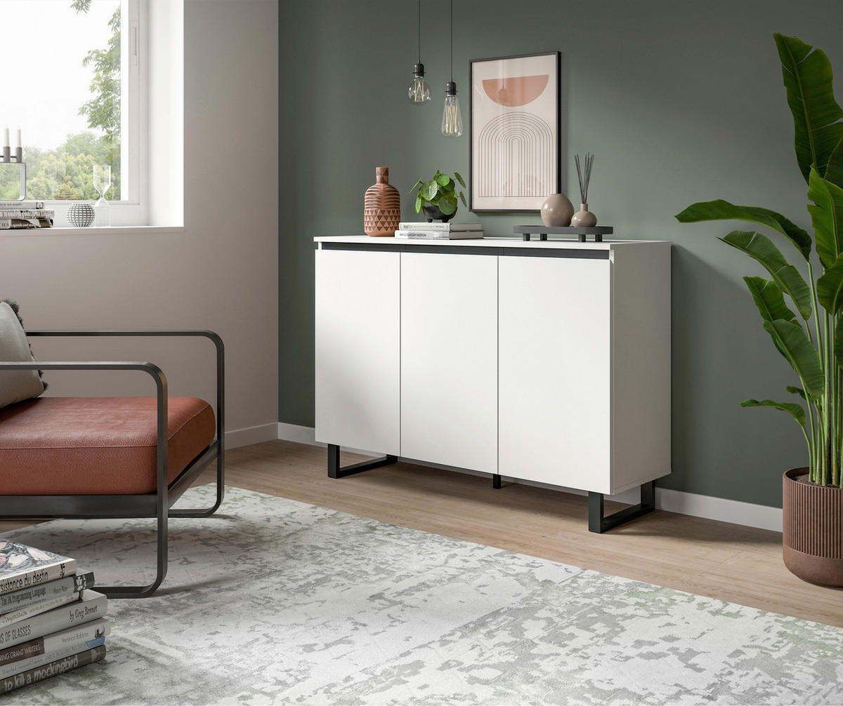 Sideboard Tomasa weiß schwarz B/H/T: ca. 120x84x36 cm Tomasa - weiß/schwarz (120,00/84,00/36,00cm) - xonox.home