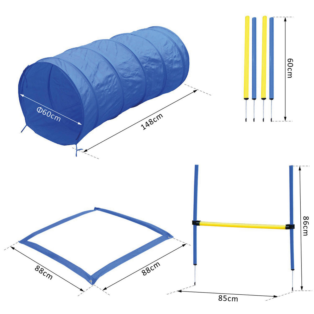 PawHut Hundesport Hundesport - blau/gelb - PawHut