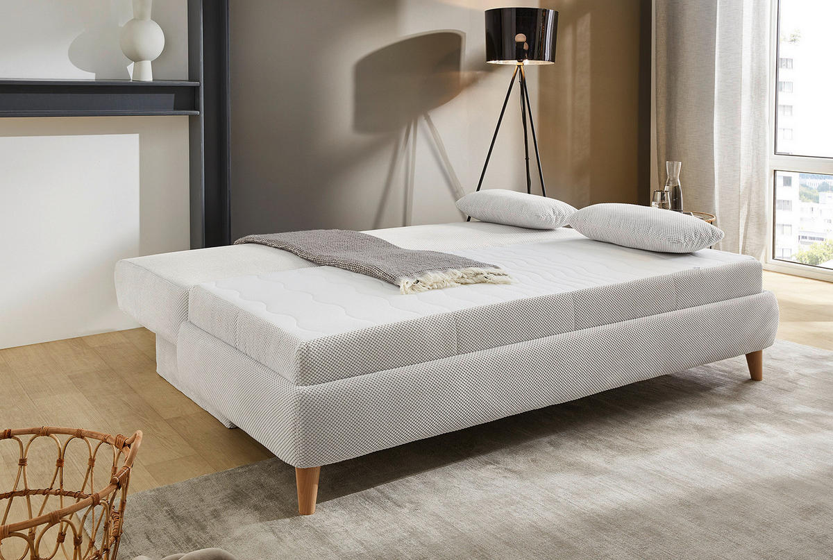 Dauerschlafsofa  hellbeige Maja_Dauerschlafsofa - hellbeige/buche (197,00/160,00cm)