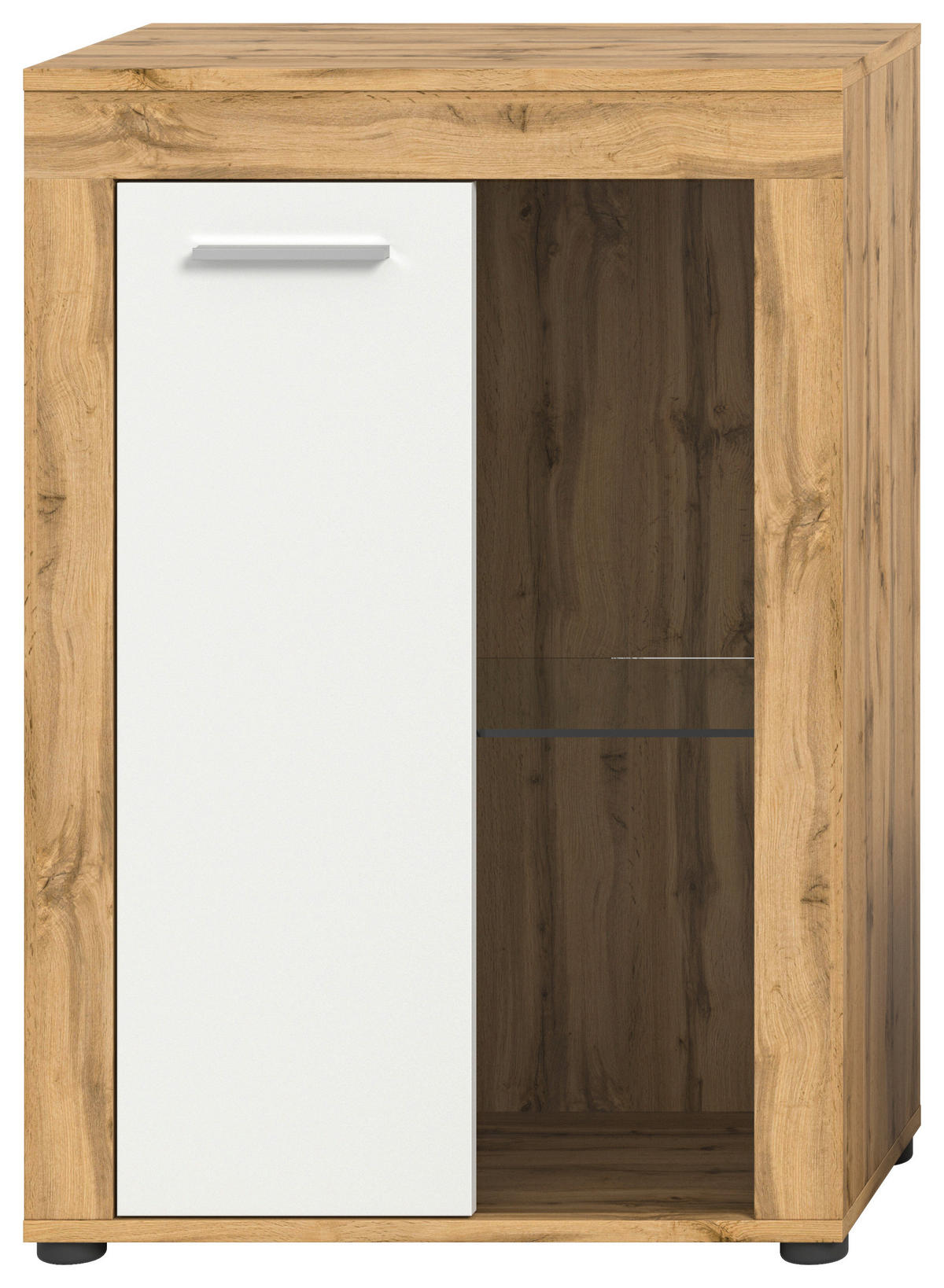 Vitrine Jam Eiche Wotan Nachbildung weiß B/H/T: ca. 60x86x35 cm Jam - Eiche/weiß (60,00/86,00/35,00cm) - xonox.home