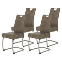 Schwingstuhl Sophia 4er Set schlamm Vintage Microfaser B/H/T: ca. 43x99x58 cm Sophia 4er Set - schlamm/Edelstahl (43,00/99,00/58,00cm) - Hela