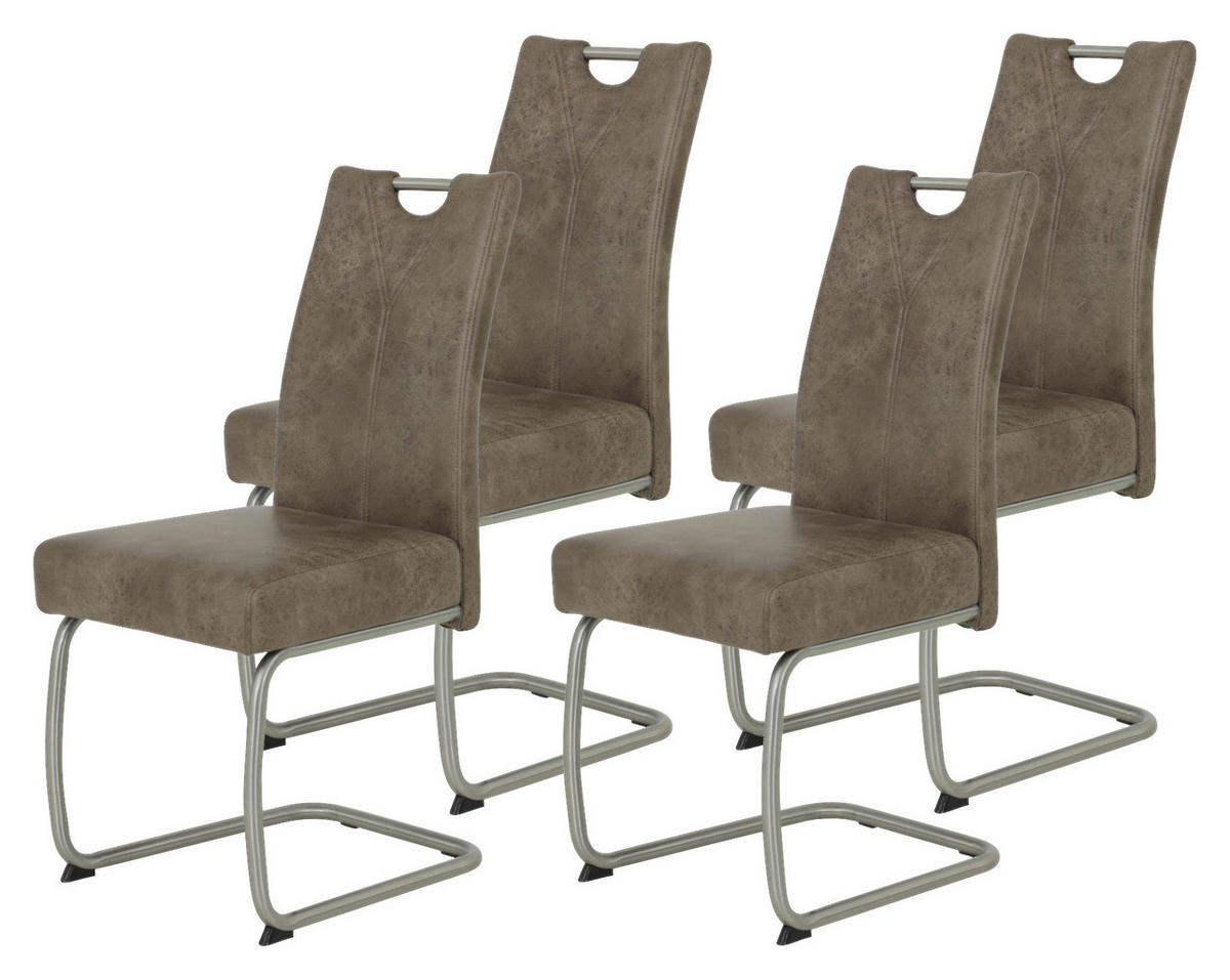 Schwingstuhl Sophia 4er Set schlamm Vintage Microfaser B/H/T: ca. 43x99x58 cm Sophia 4er Set - schlamm/Edelstahl (43,00/99,00/58,00cm) - Hela