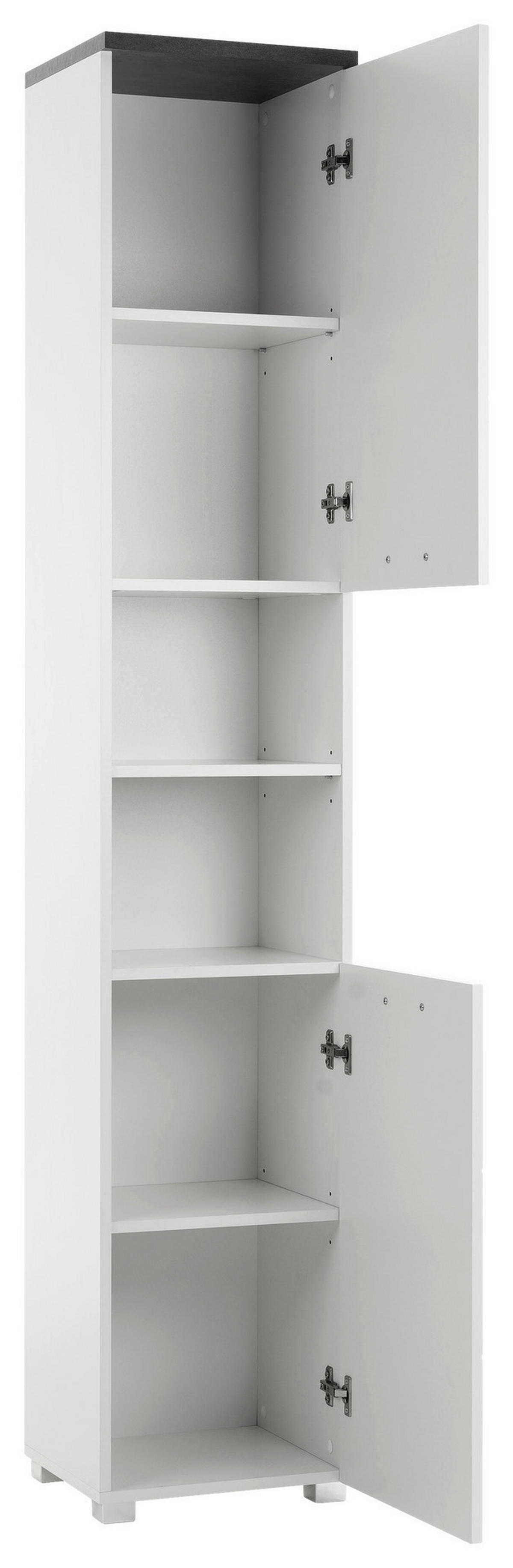 Badhochschrank Praya Dark Concret Nachbildung weiß Hochglanz B/H/T: ca. 36x190x32 cm Praya - weiß (36,00/190,00/32,00cm)