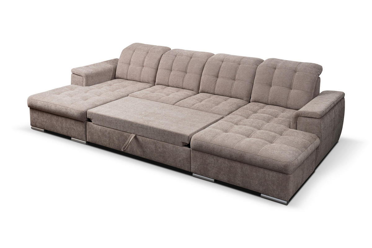 Wohnlandschaft Nadja stone Microfaser B/H/T: ca. 330x105x174 cm Nadja - schwarz/stone (330,00/105,00/174,00cm)