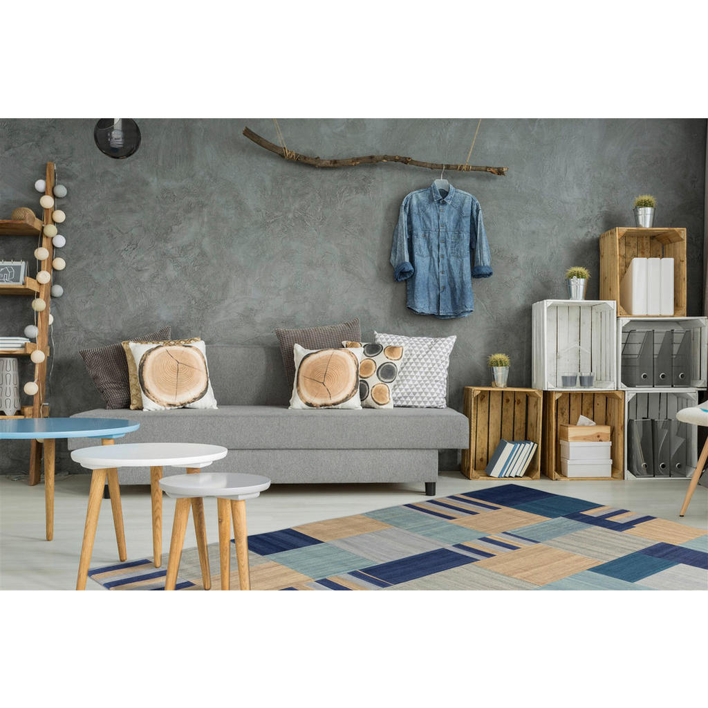 Thumbnail - Kayoom Kurzflorteppich Radical 310 blau B/L: ca. 120x170 cm