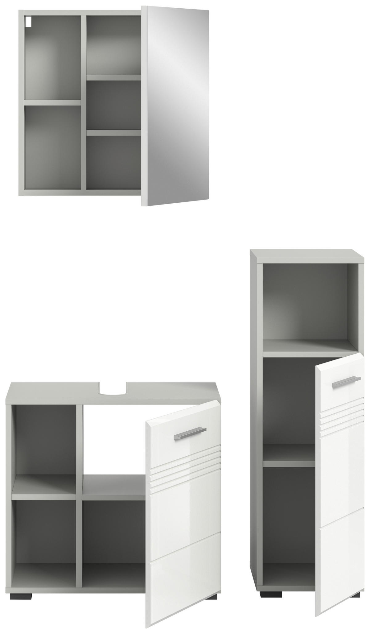 Badblock Copa hellgrau weiß Hochglanz B/H/T: ca. 105x190x32 cm Copa - hellgrau/weiß (105,00/190,00/32,00cm) - xonox.home