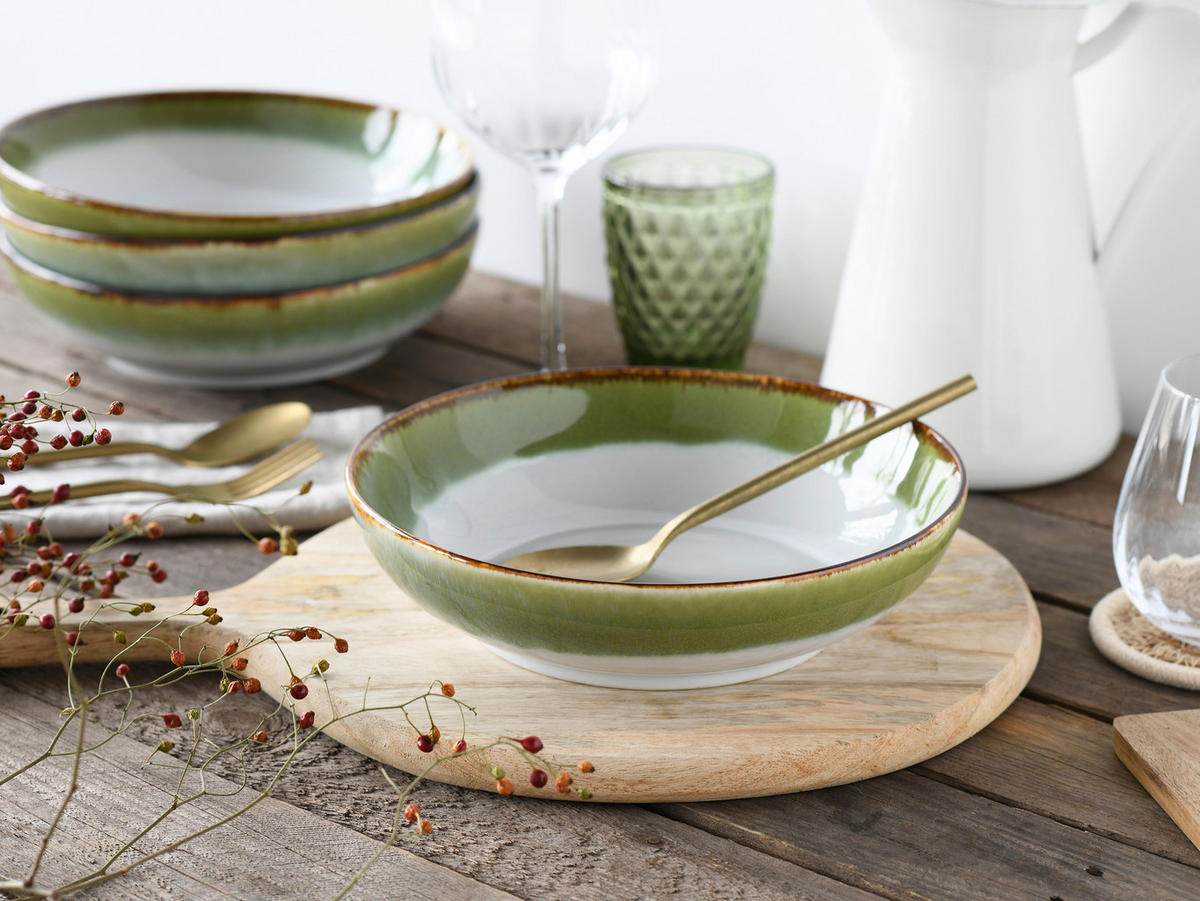 CreaTable Schüssel-Set Cascade grün Steinzeug Cascade - grün - CreaTable